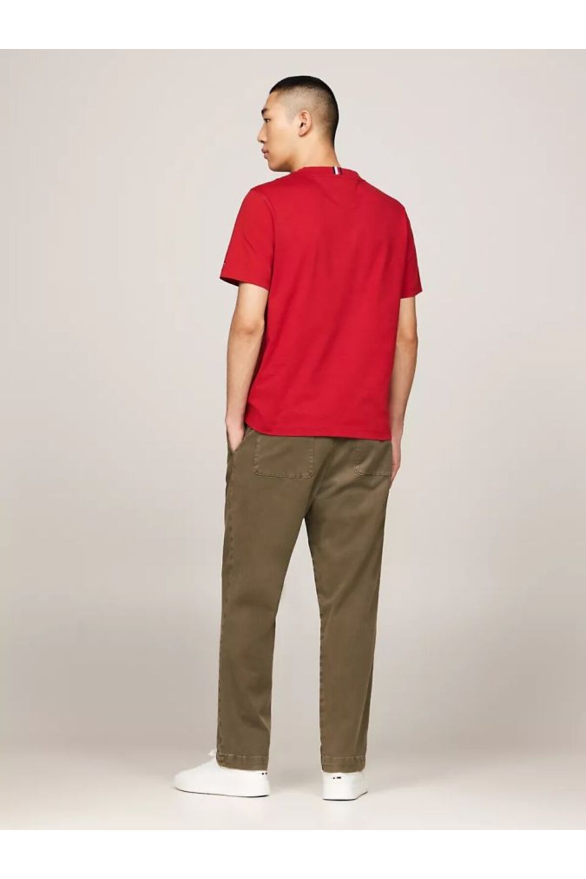 تی شرت قرمز مردانه پارچه بافندگی مدل آستین کوتاه مسطح MW0MW36210 XNN Tommy Hilfiger