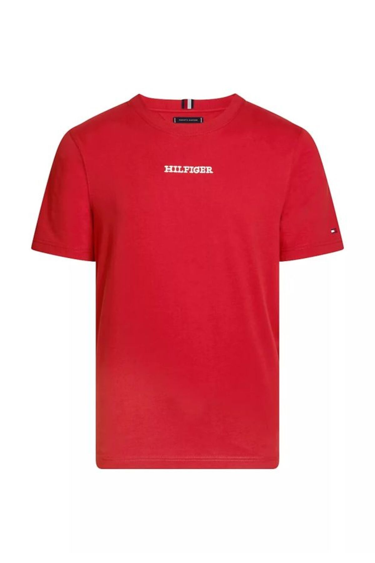 تی شرت قرمز مردانه پارچه بافندگی مدل آستین کوتاه مسطح MW0MW36210 XNN Tommy Hilfiger