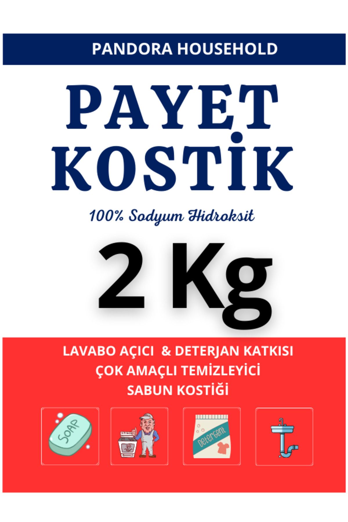 Pandora Arts Sodyum Hidroksit , Lavabo Açıcı, Kostik Flake 2 Kg
