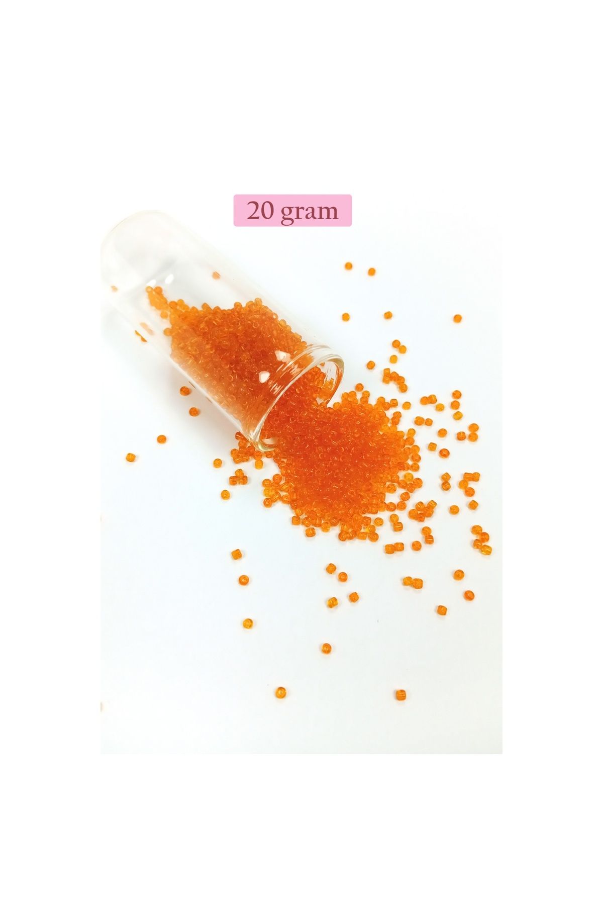 maarketim Dökme Cam Kum Boncuk (11/0) 2 mm - 20 Gram - Şeffaf Turuncu