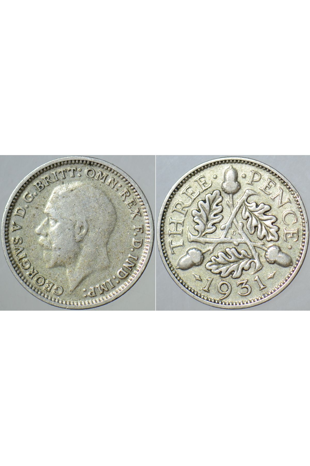 Banknoting BİRLEŞİK KRALLIK GÜMÜŞ 3 PENCE 1931. KRAL 5. GEORGE DÖNEMİ. 16 mm ÇAPINDA. İNGİLTERE.