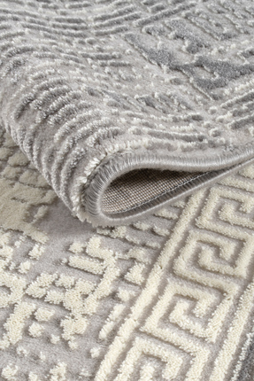 Ecosıa %100 Akrilik Sık Dokuma Krem - Gri Parlak İplik Makine Mutfak Koridor ...