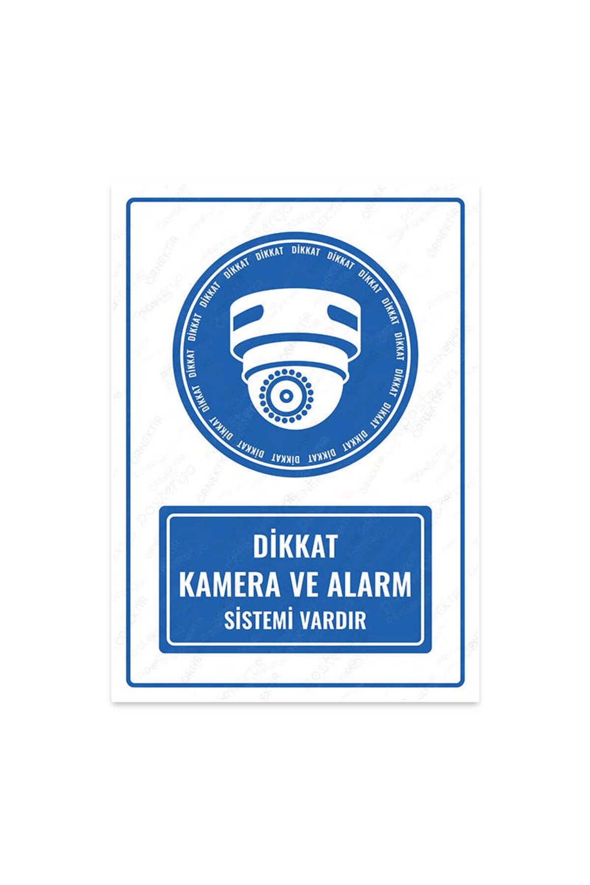 izmirdenet Ul1796-a4 - Dikkat Kamera Ve Alarm Sistemi Vardır Uyarı Levhası (21,6×30,3CM)