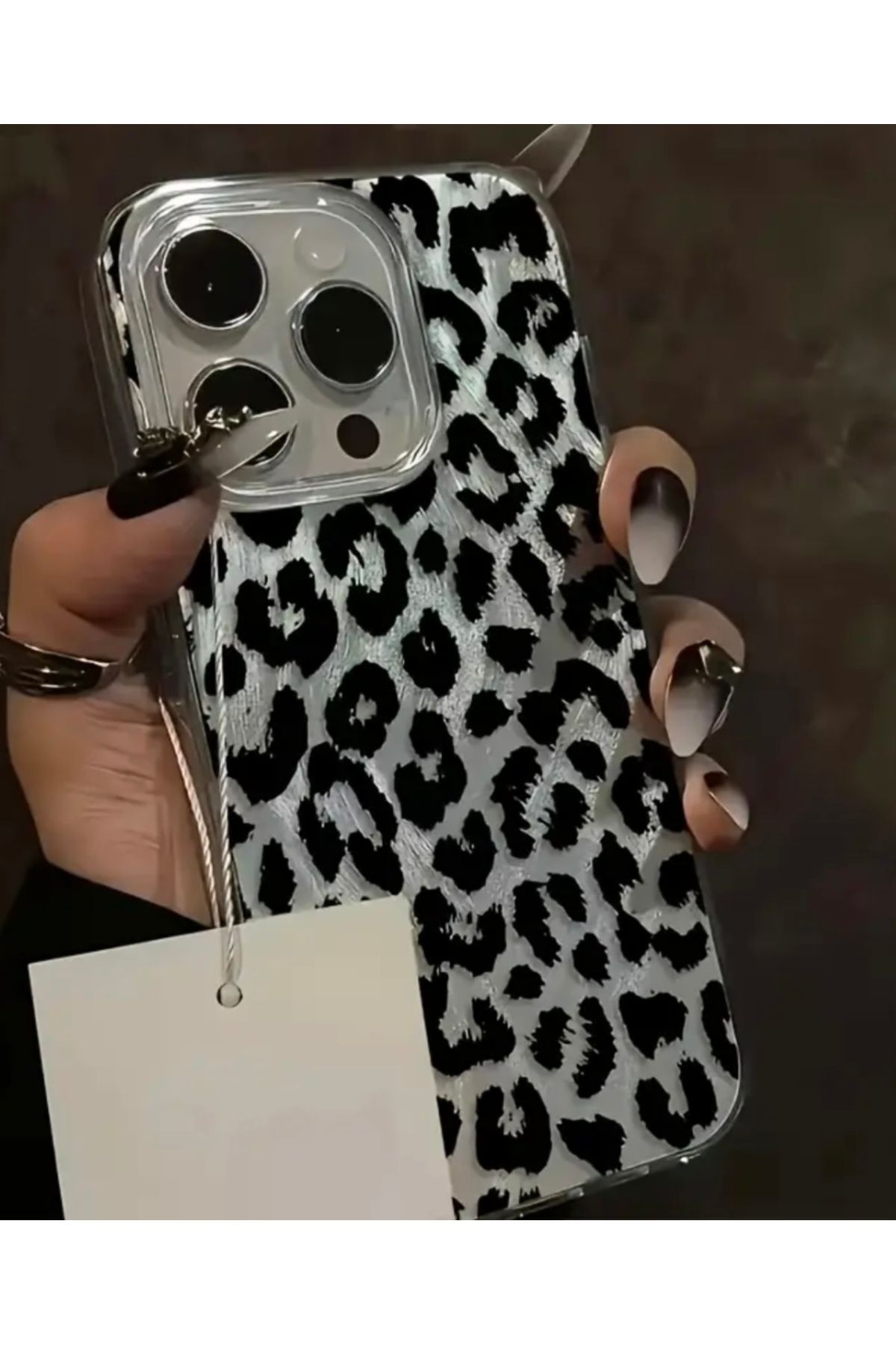 bkt accessory Siyah Leopar Desenli Cep Telefonu Kılıfı, Iphone 14Pro Max ile Uyumlu