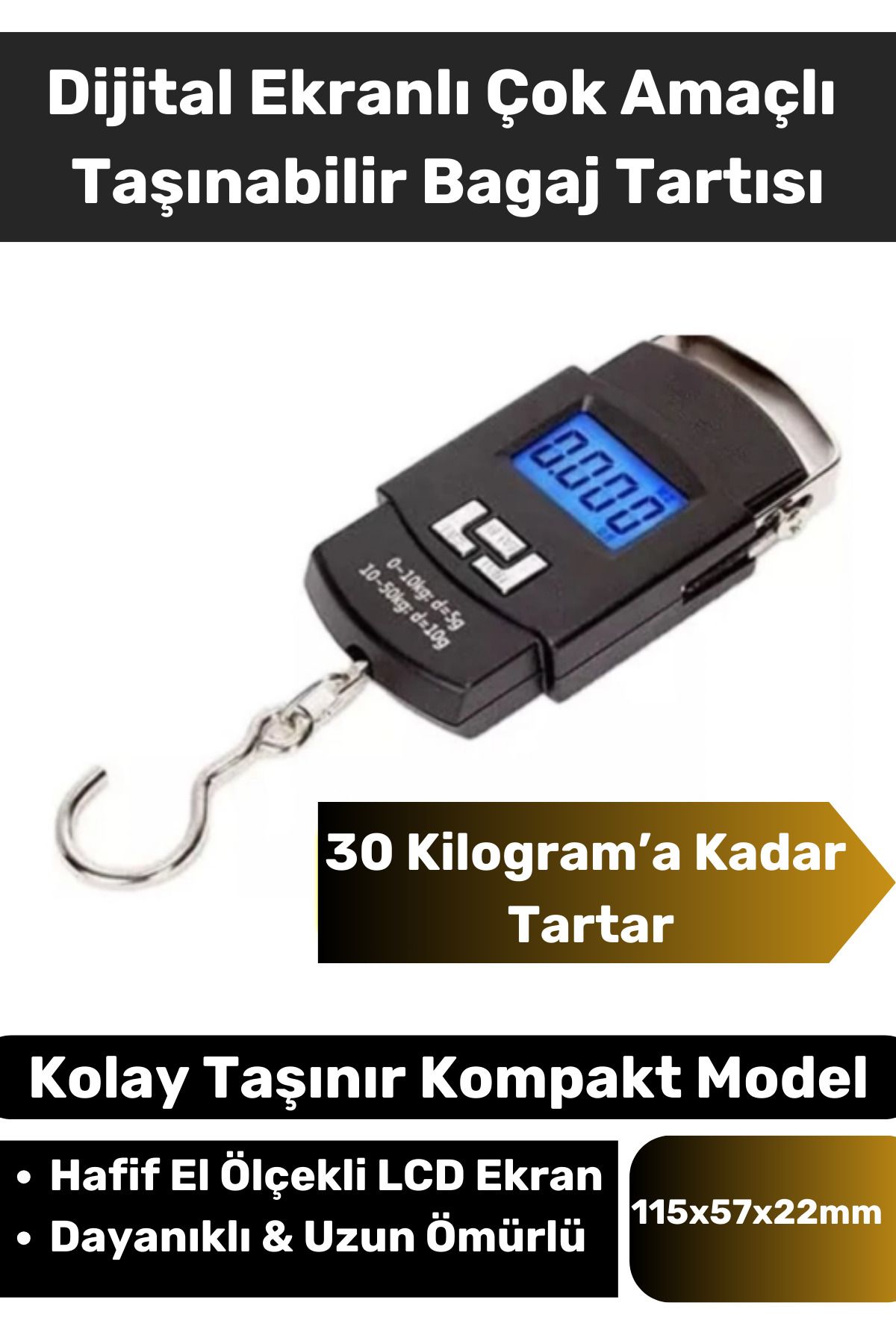 chesstra Deluxe Lcd Ekran Seyahat Bavul Ağırlık Dijital Çok Amaçlı Taşınabilir Bagaj El Tartısı Max 50 kg