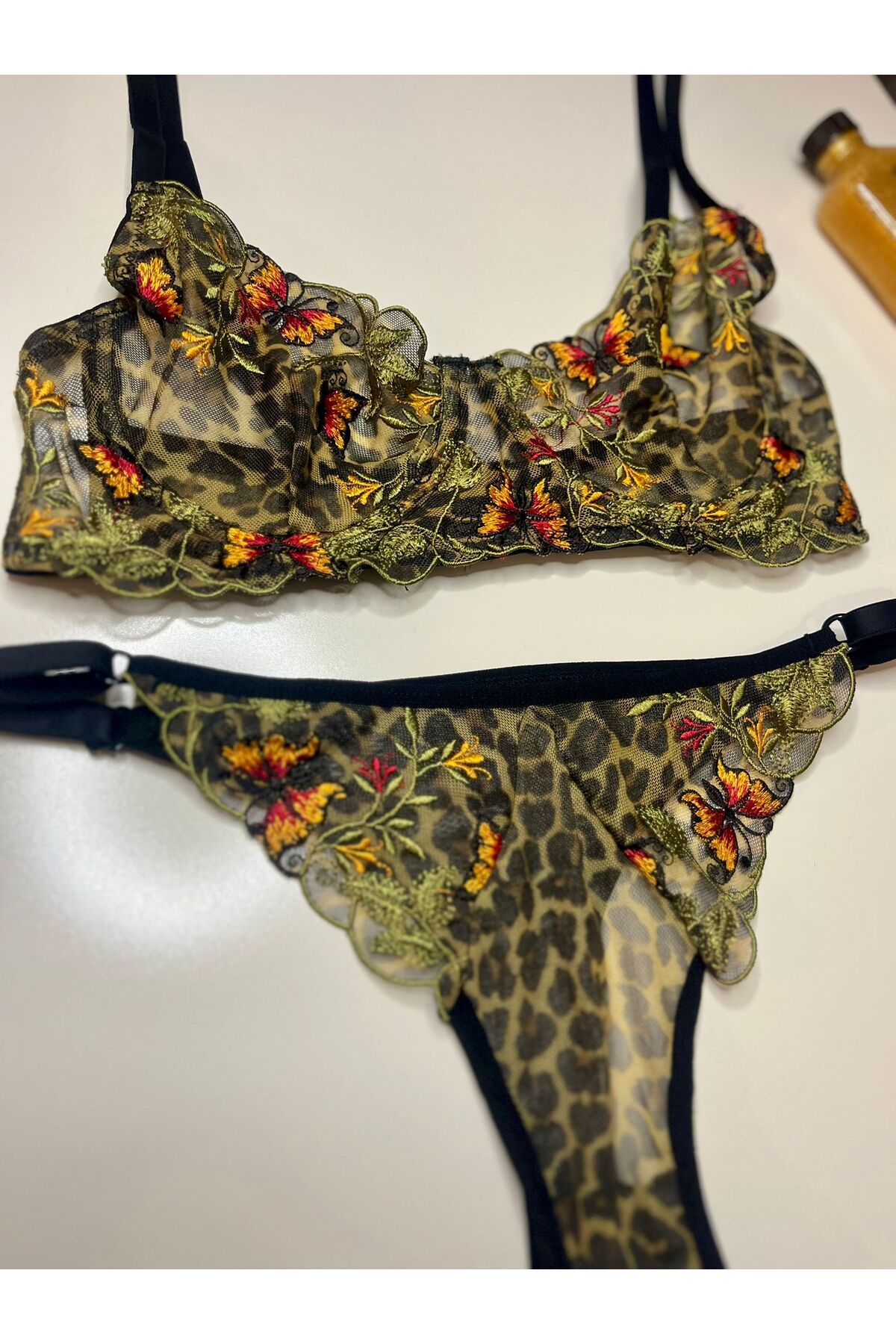 Zense Kelebek Leopar Brode / Bralet Takım