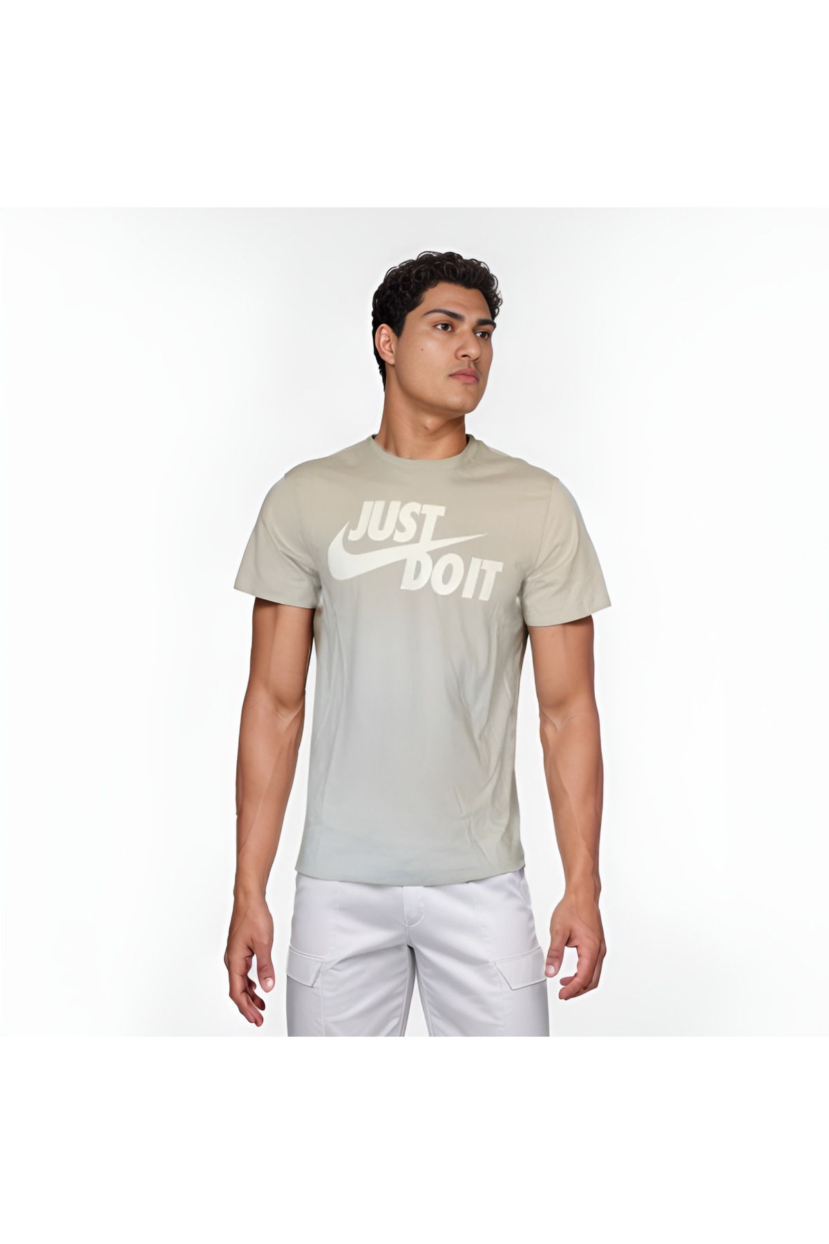 Nike Dri Fit Tee Run Erkek Tişört, Stil Erkek Bej T-shirt