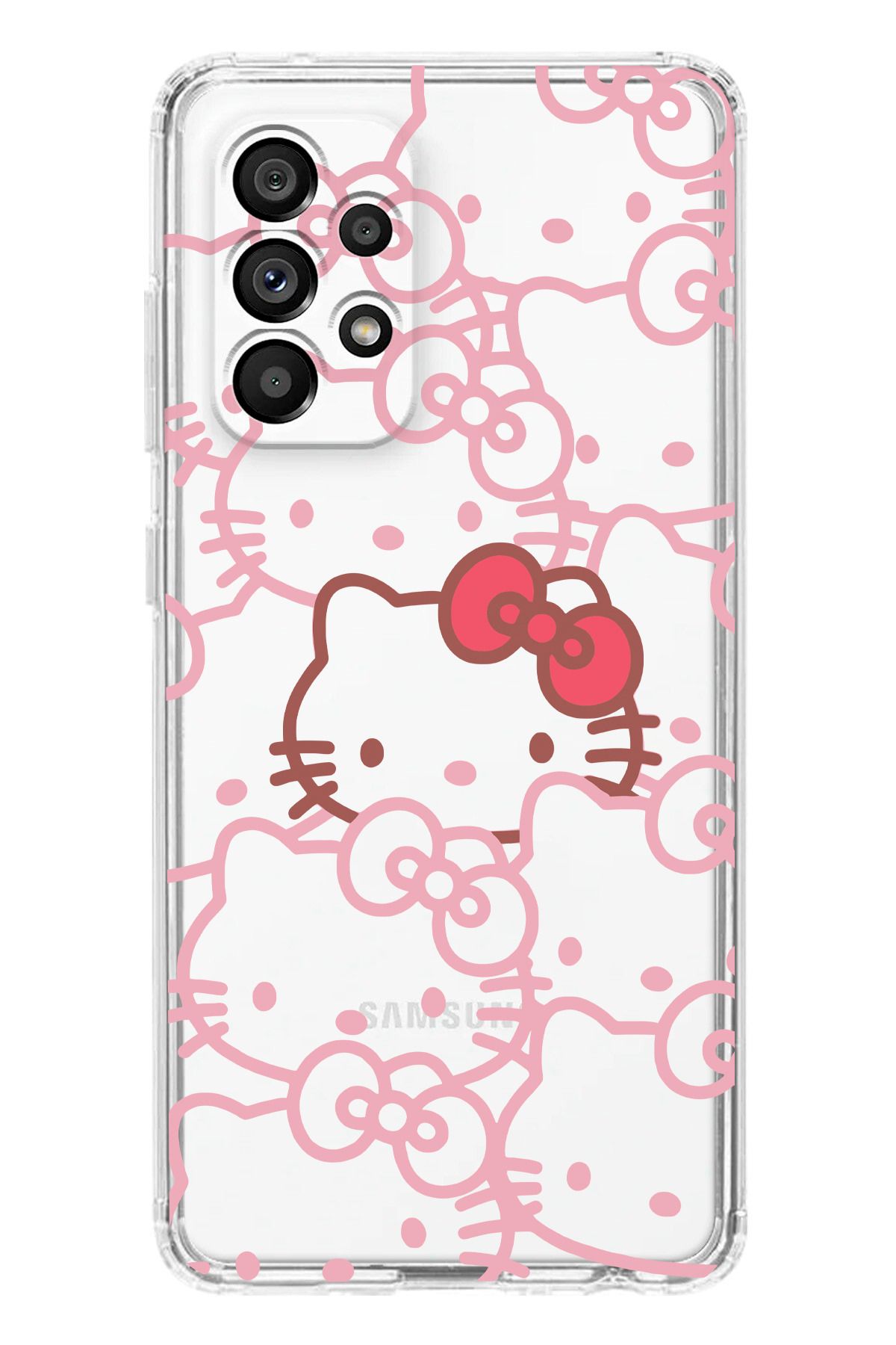 moonset Samsung Galaxy A52 Uyumlu Hello Kitty Tasarımlı Baskılı Şeffaf Telefon Kılıfı