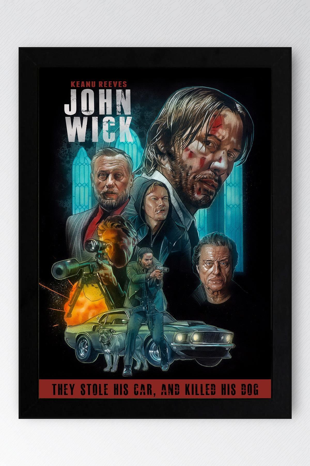 Saturn John Wick Çerçeveli Tablo - Film Posteri Tablo