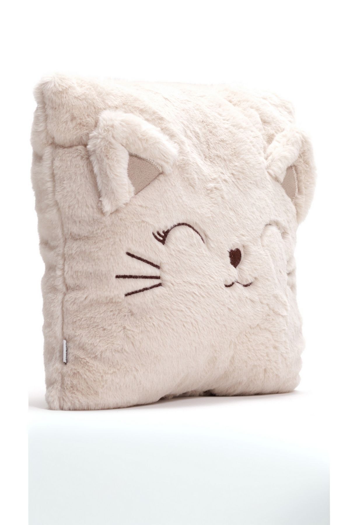 Ecrou-Cream Cat Figured Decorative Plush Cushion, Pillow 35 cm 2