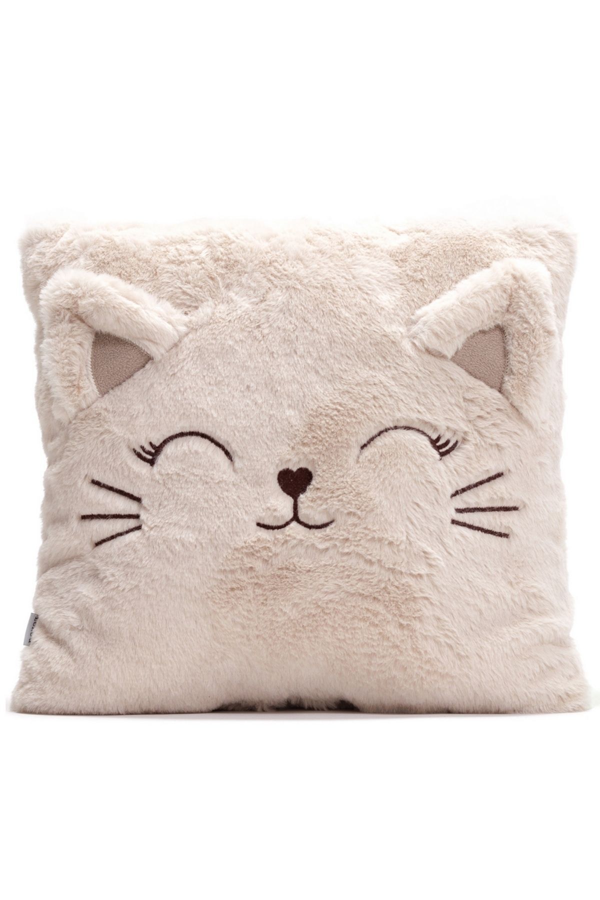 Ecrou-Cream Cat Figured Decorative Plush Cushion, Pillow 35 cm 1