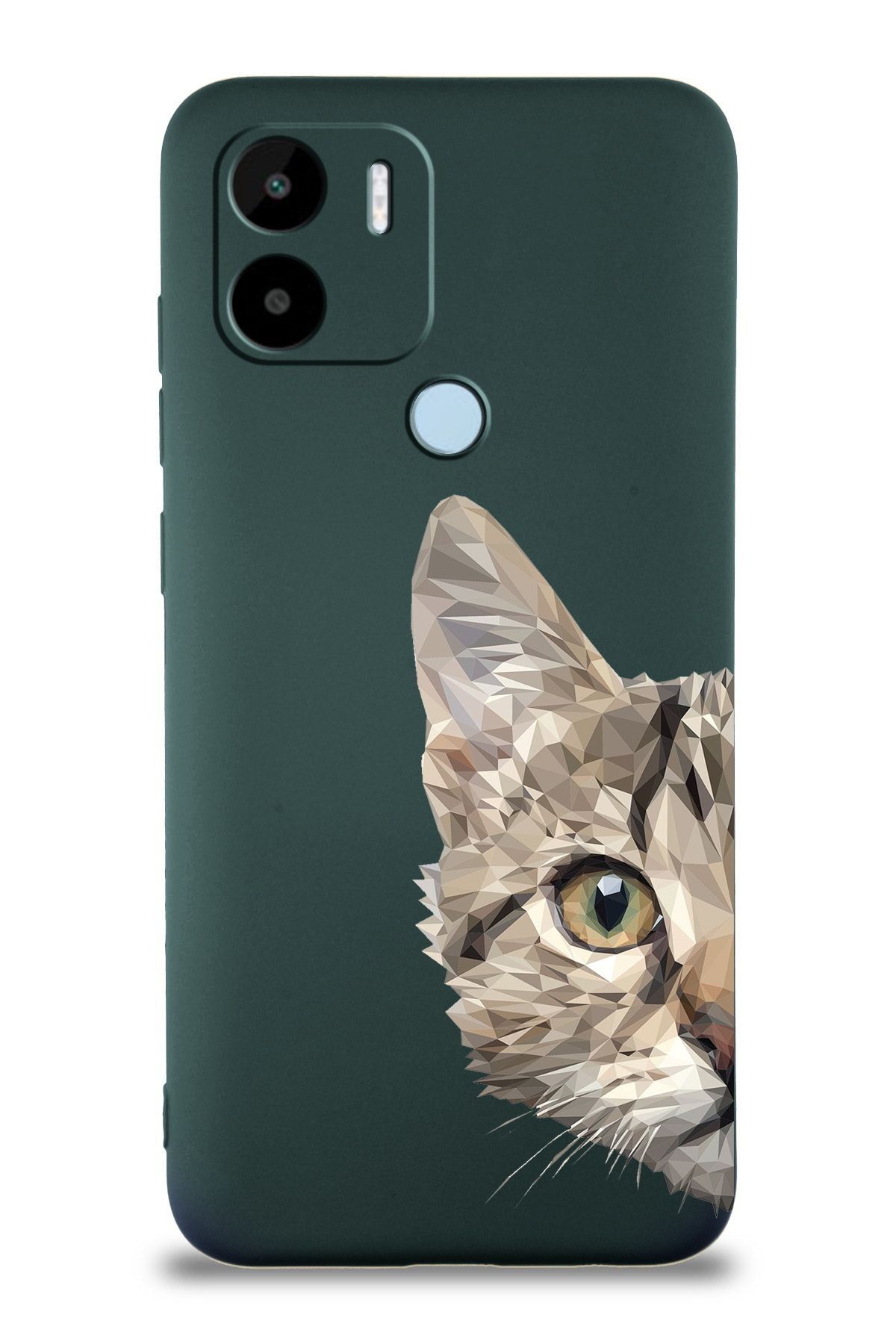 PrintiFy Xiaomi Redmi A1 / A2 Plus ile Uyumlu Catface Tasarımlı Yeşil Lansman Kılıf