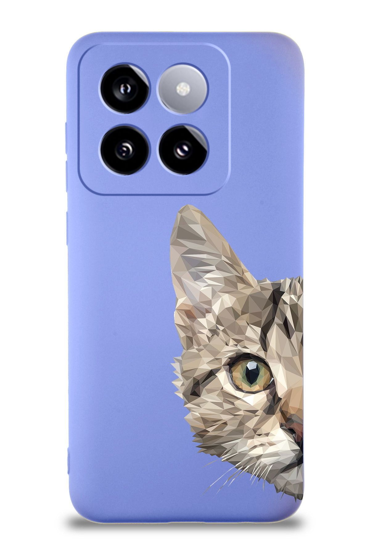 PrintiFy Xiaomi Mi 14 ile Uyumlu Catface Tasarımlı Lila Lansman Kılıf