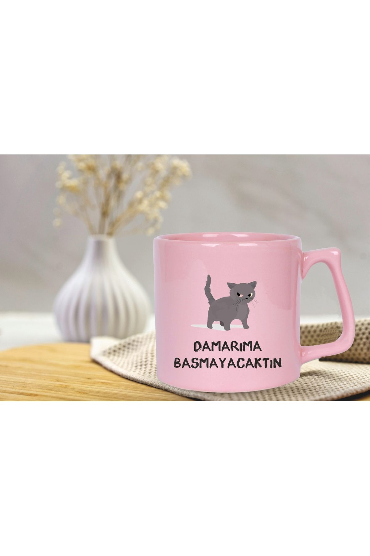 büma reklam DAMARIMA BASMAYACAKTIN KOMİK KEDİ BASKILI KUPA