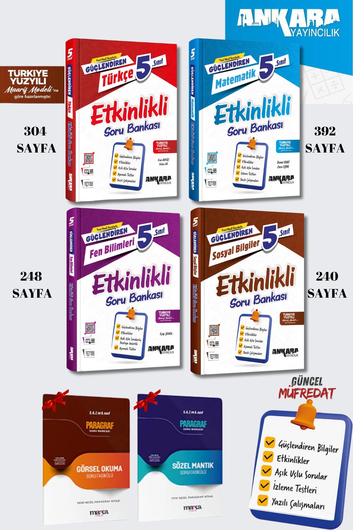 Ankara Yayıncılık 5. Sınıf Güçlendiren Türkçe Matematik Fen Sosyal Bilimler Etkinlikli Soru Bankası YENİ MÜFREDAT