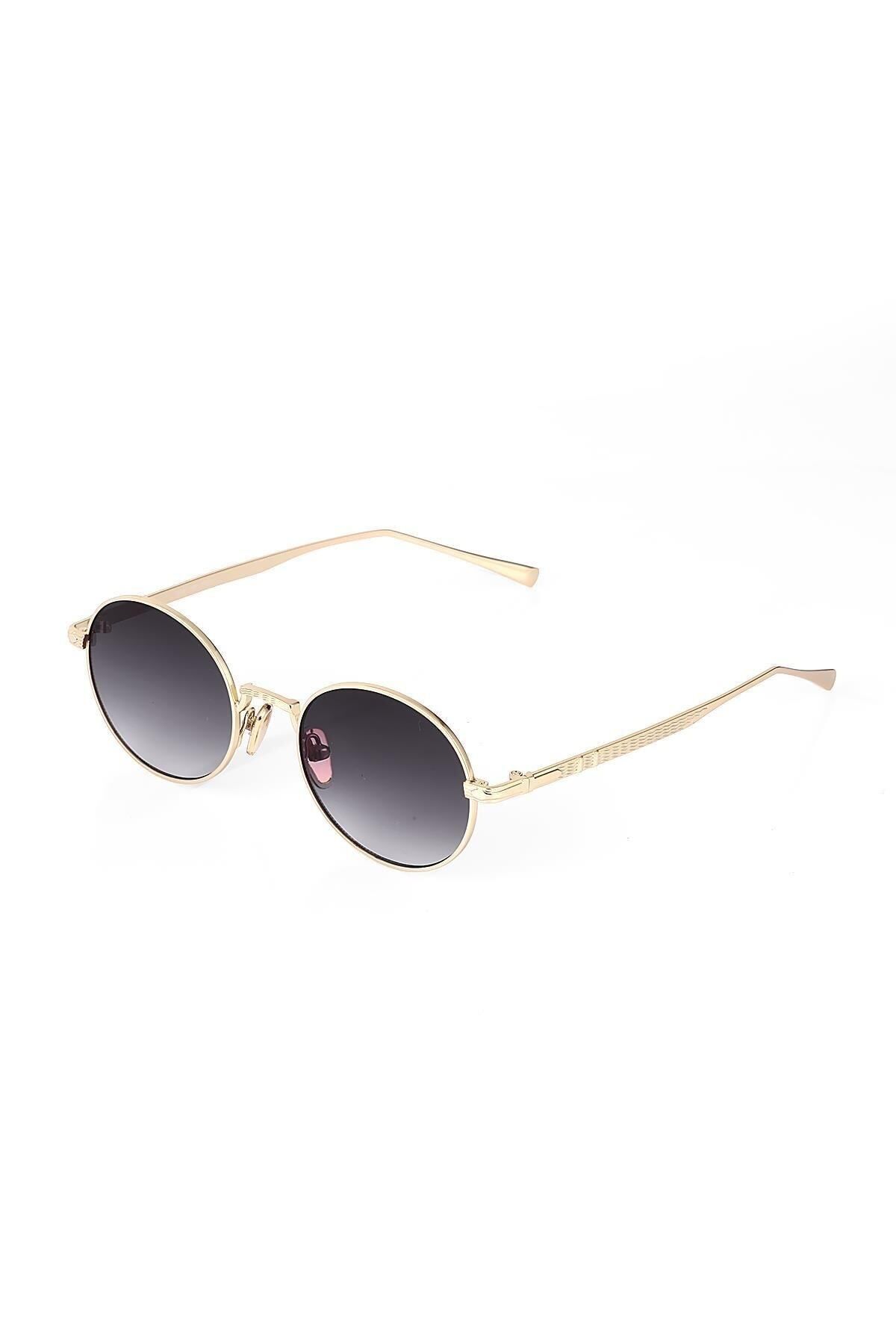 TomyHelf-Black Oval Design Women's Sunglasses - Gold Frame Glass 2