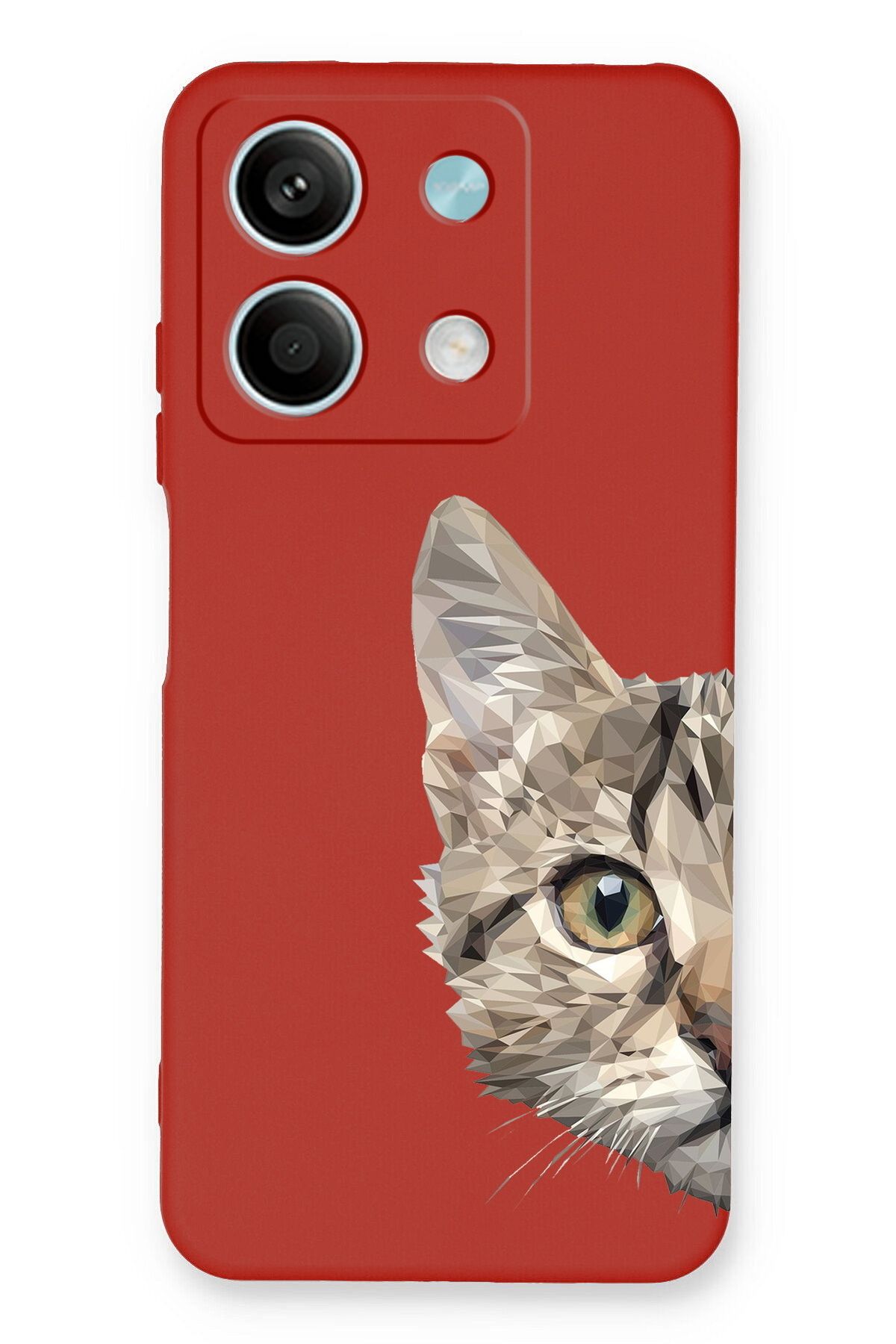 PrintiFy Xiaomi Redmi Note 13 5G ile Uyumlu Catface Tasarımlı Kırmızı Lansman Kılıf