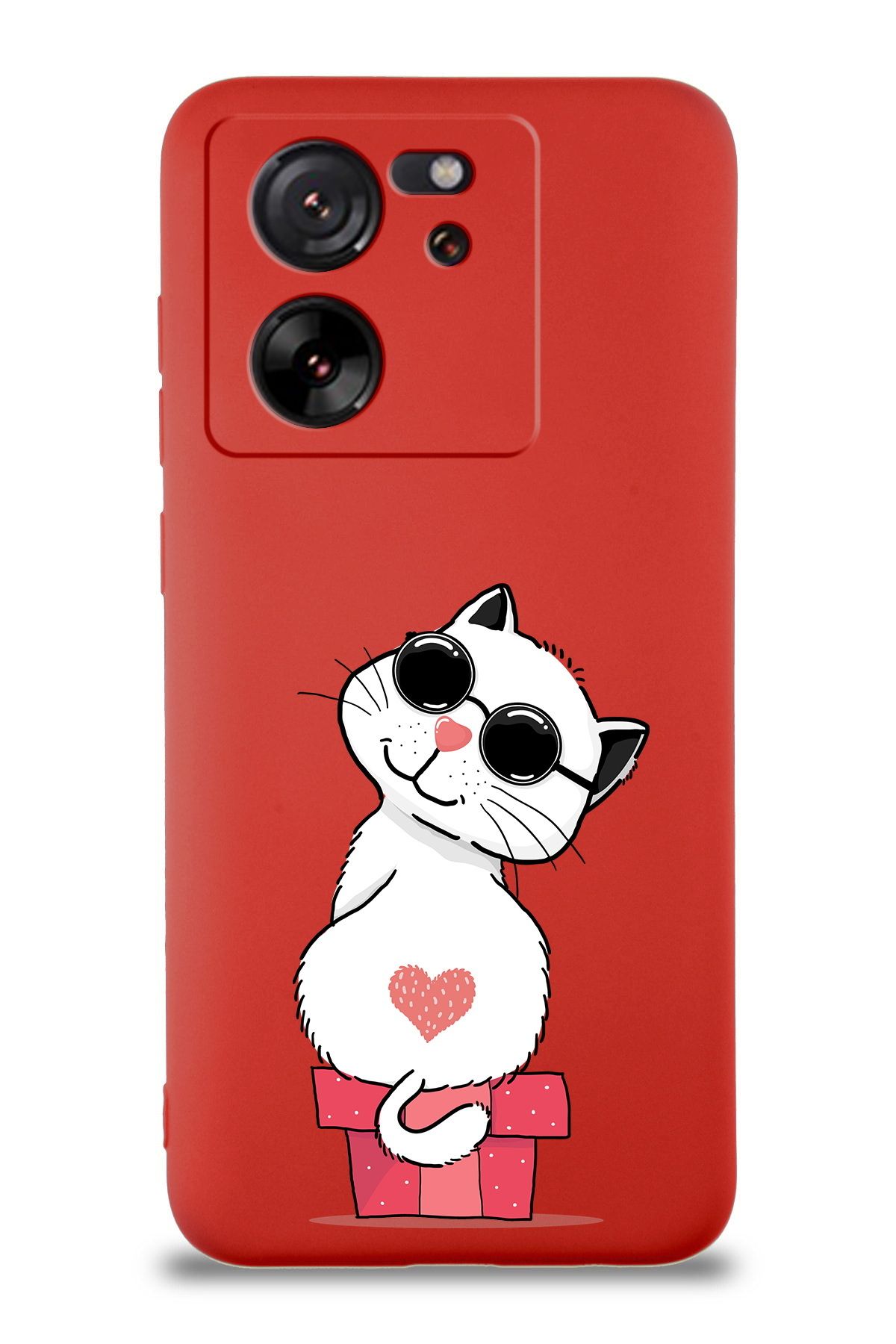 PrintiFy Xiaomi Mi 13T Pro ile Uyumlu Coolcat Tasarımlı Kırmızı Lansman Kılıf