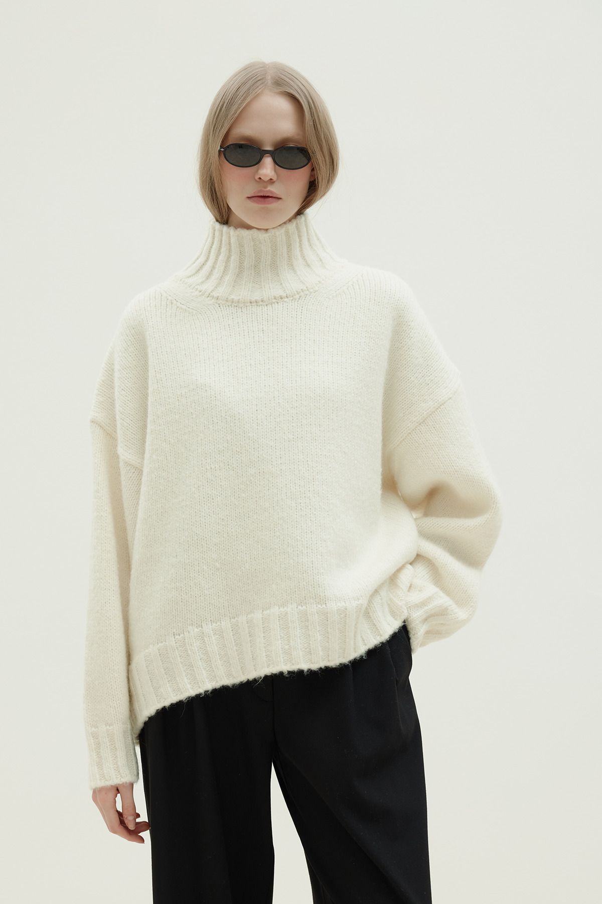 Suud Collection-Ecru Gia Wool Blended Sweater 4