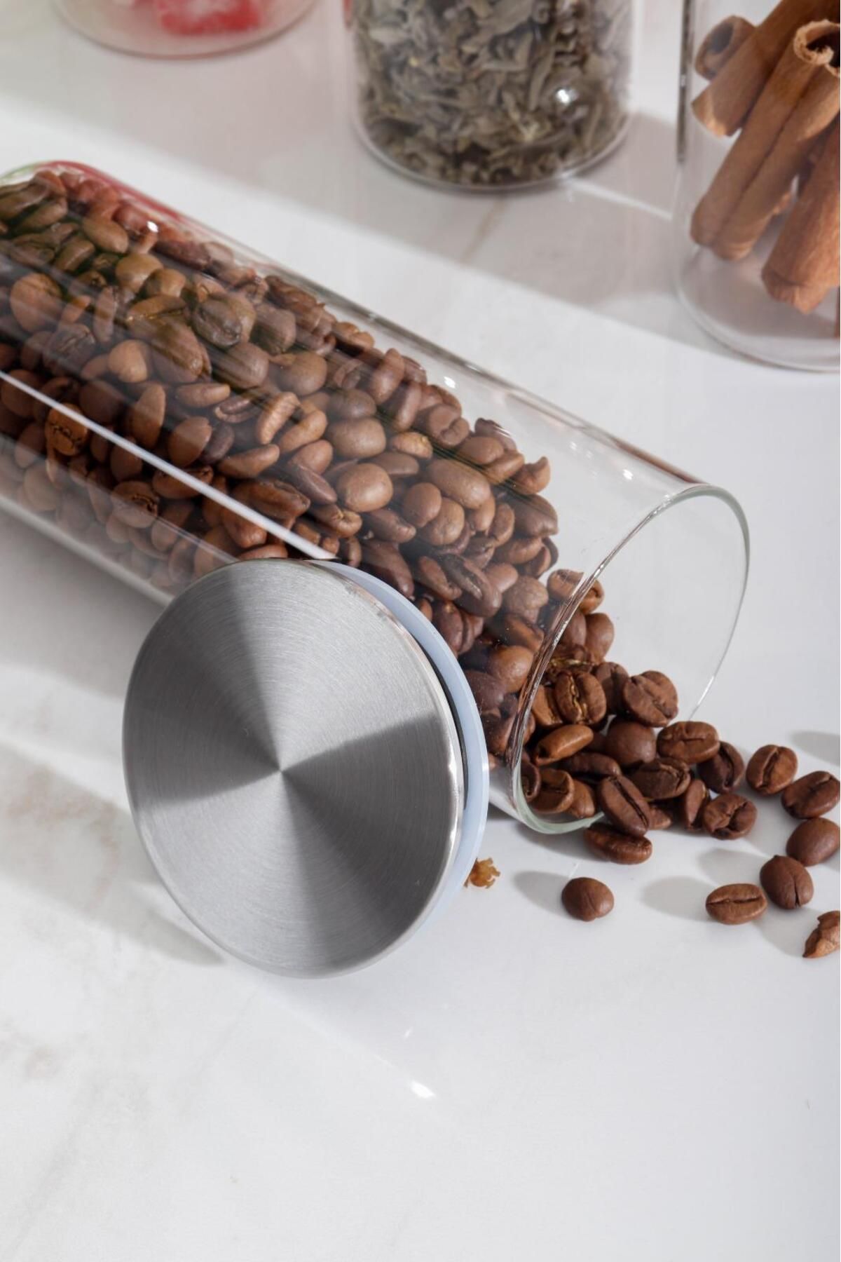 HOMENIVA-4 Piece Borosilicate Glass Jar Set with Metal Lid 360 ml 3