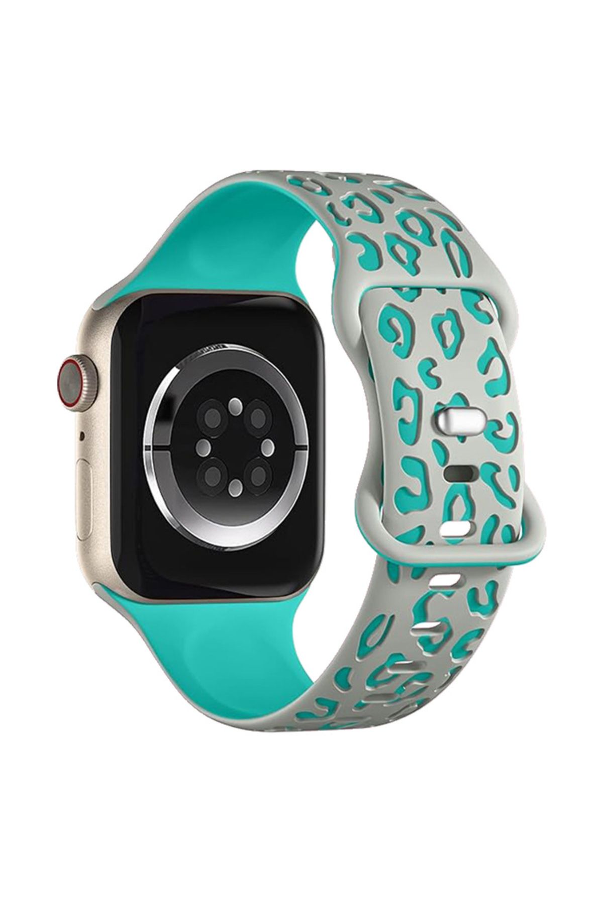 Nextron Apple Watch 38-40-41-Watch 10 42mm Uyumlu Leopar Desenli Yüksek Kaliteli Silikon Kordon