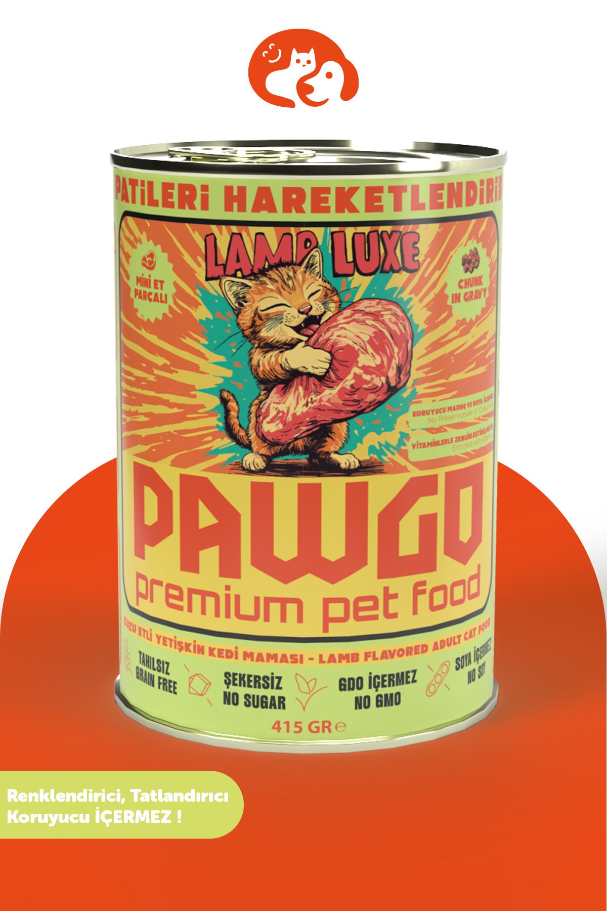 PAWGO Lamb Luxe | Kuzu Etli | Premium | Yetişkin | Mini Parça Etli | Kedi Yaş Mama | 415g