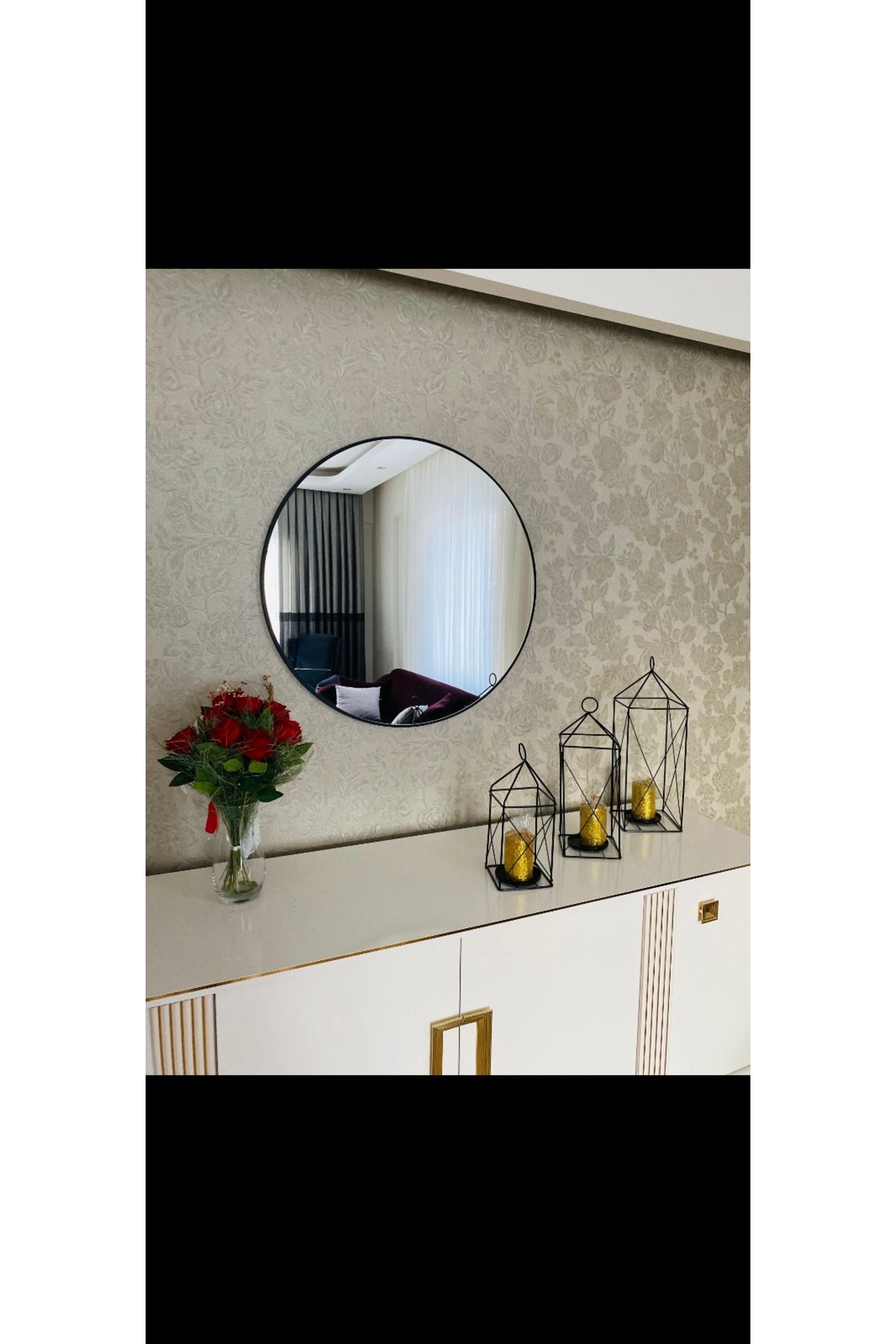 Mirror home 60 cm metal çerçeveli yuvarlak ayna