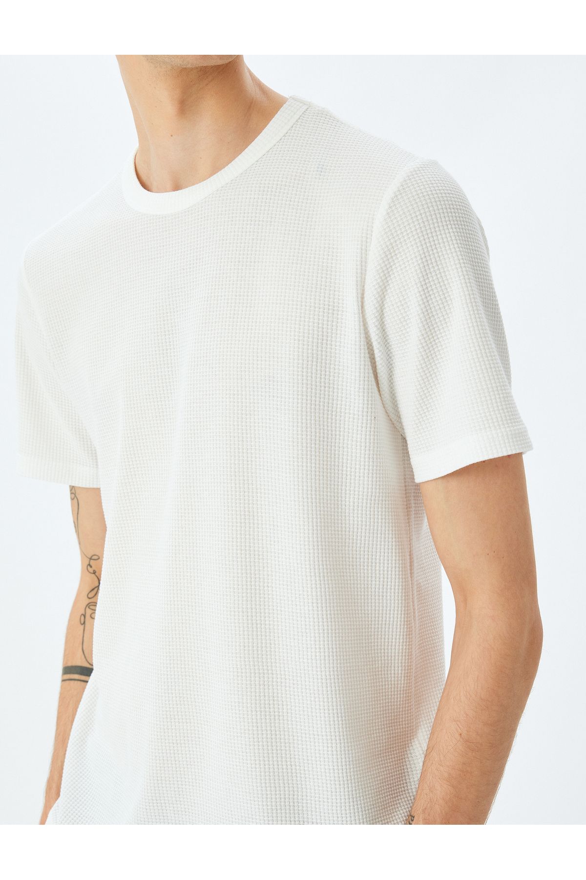 Koton-New Season Short Sleeve Regular Fit Label Detailed Waffle Textured Cotton Blend Bicycle 5