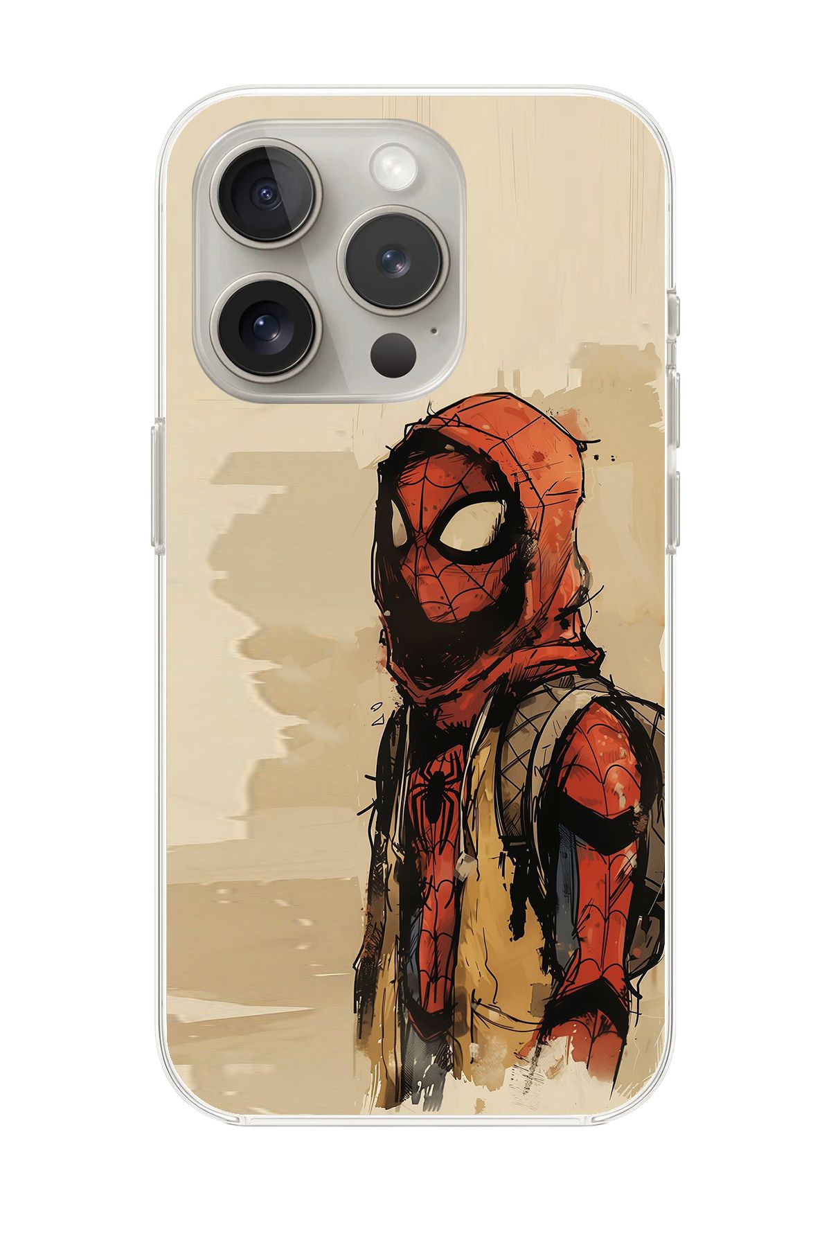 Dali Design iPhone 15 Pro Max Uyumlu Şeffaf Kılıf Spider-Man Tablo Tasarımlı