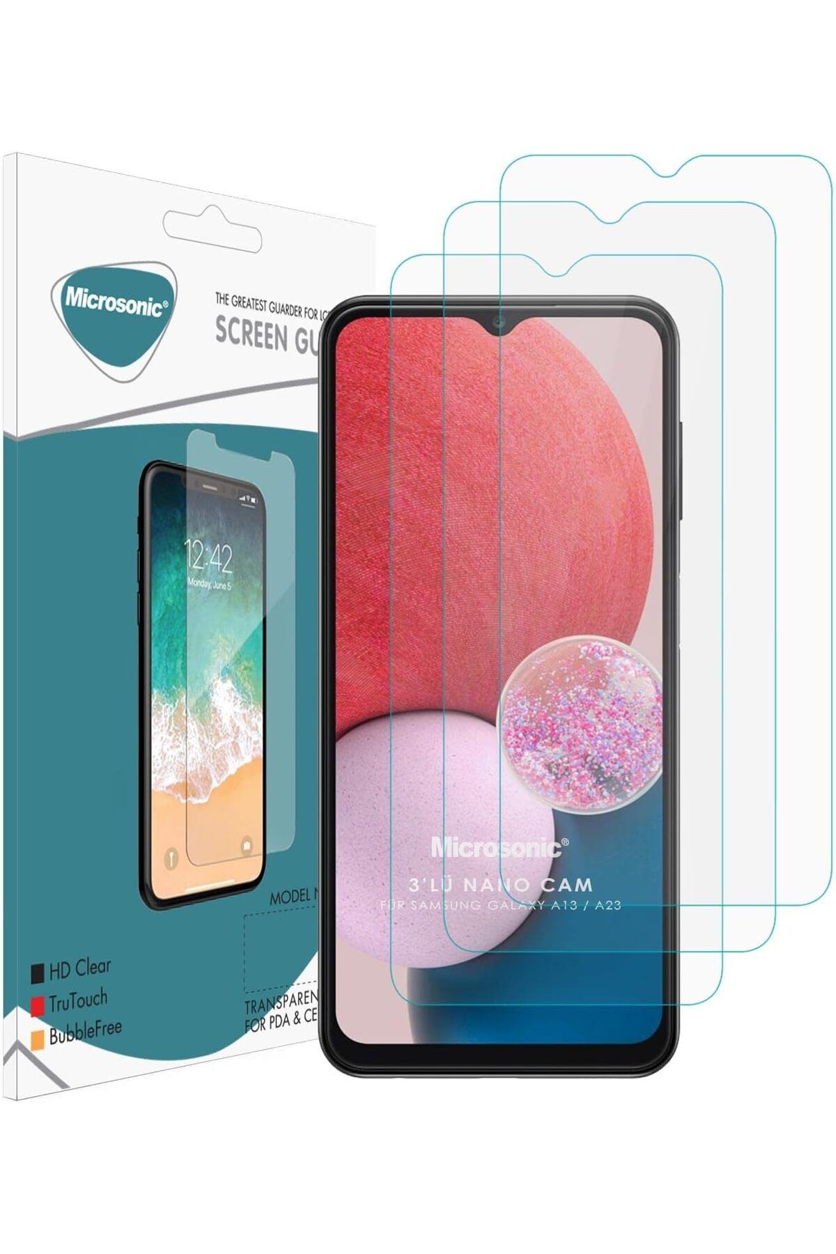 yenibagshop Samsung Galaxy A13 4G Screen Protector Nano Glass Cam Ekran Koruyucu (3`lü Paket)