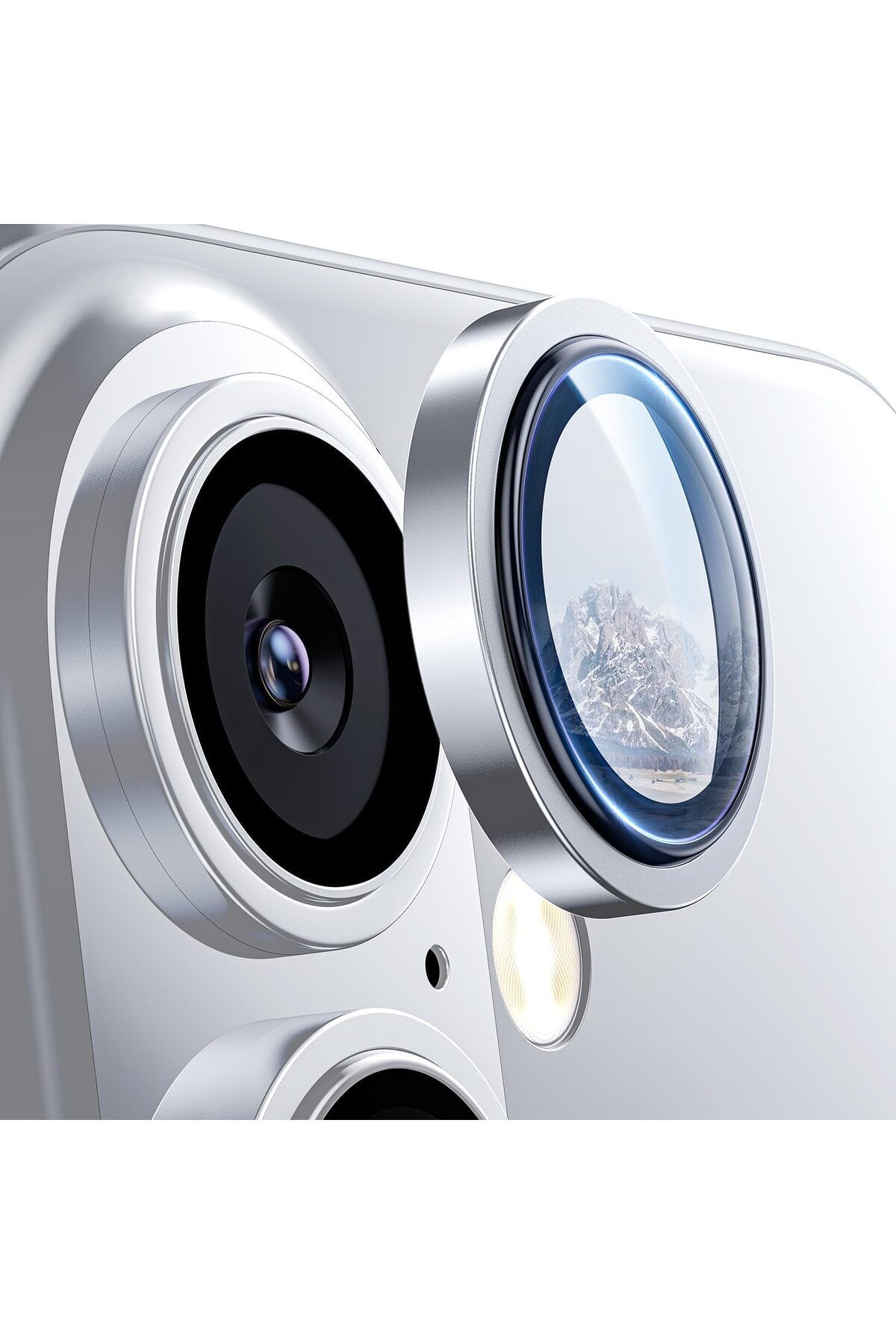 STOREMAX lbstorex Trend iPhone 16 ve iPhone 16 Plus Uyumlu Kamera Camı Lens Koruyucu Halka Set - Beyaz Titan