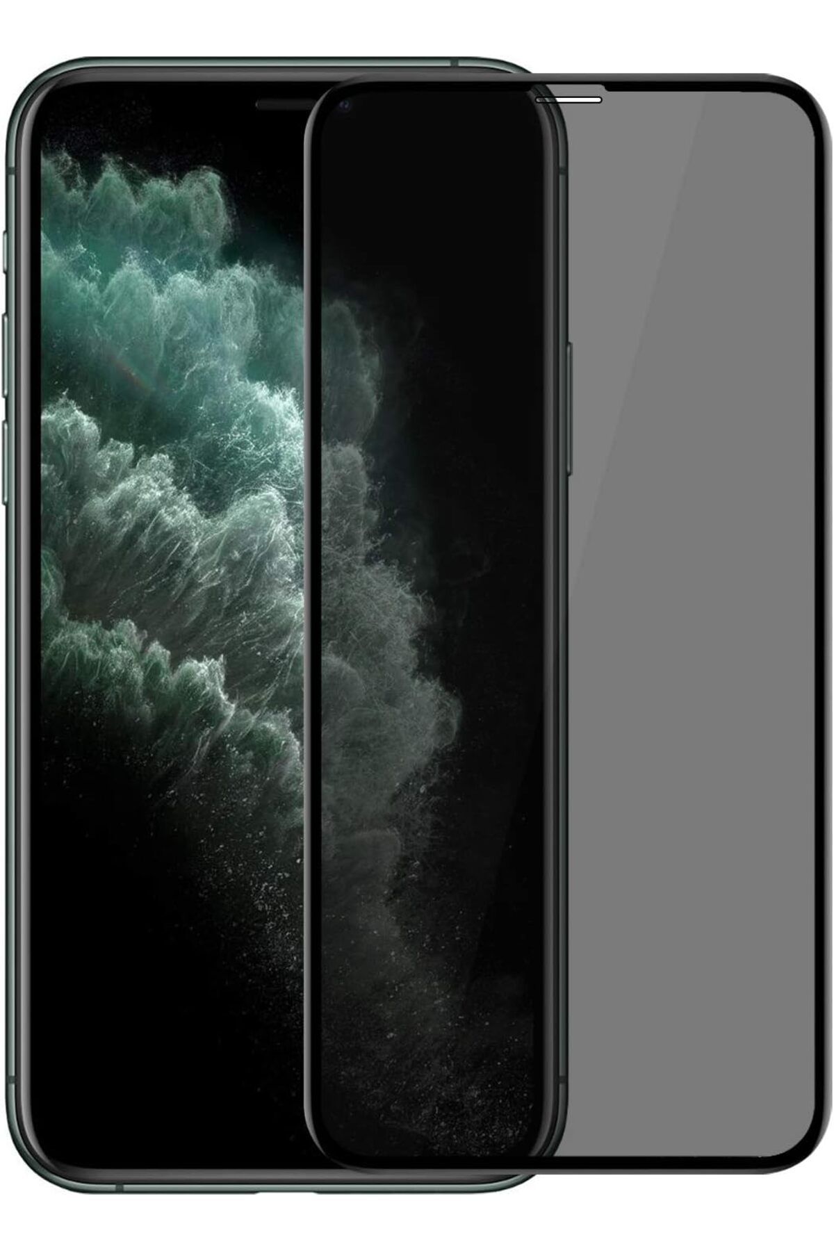 yenibagshop Apple iPhone 11 Pro (5.8'') Privacy 5D Gizlilik Filtreli Cam Ekran Koruyucu Siyah