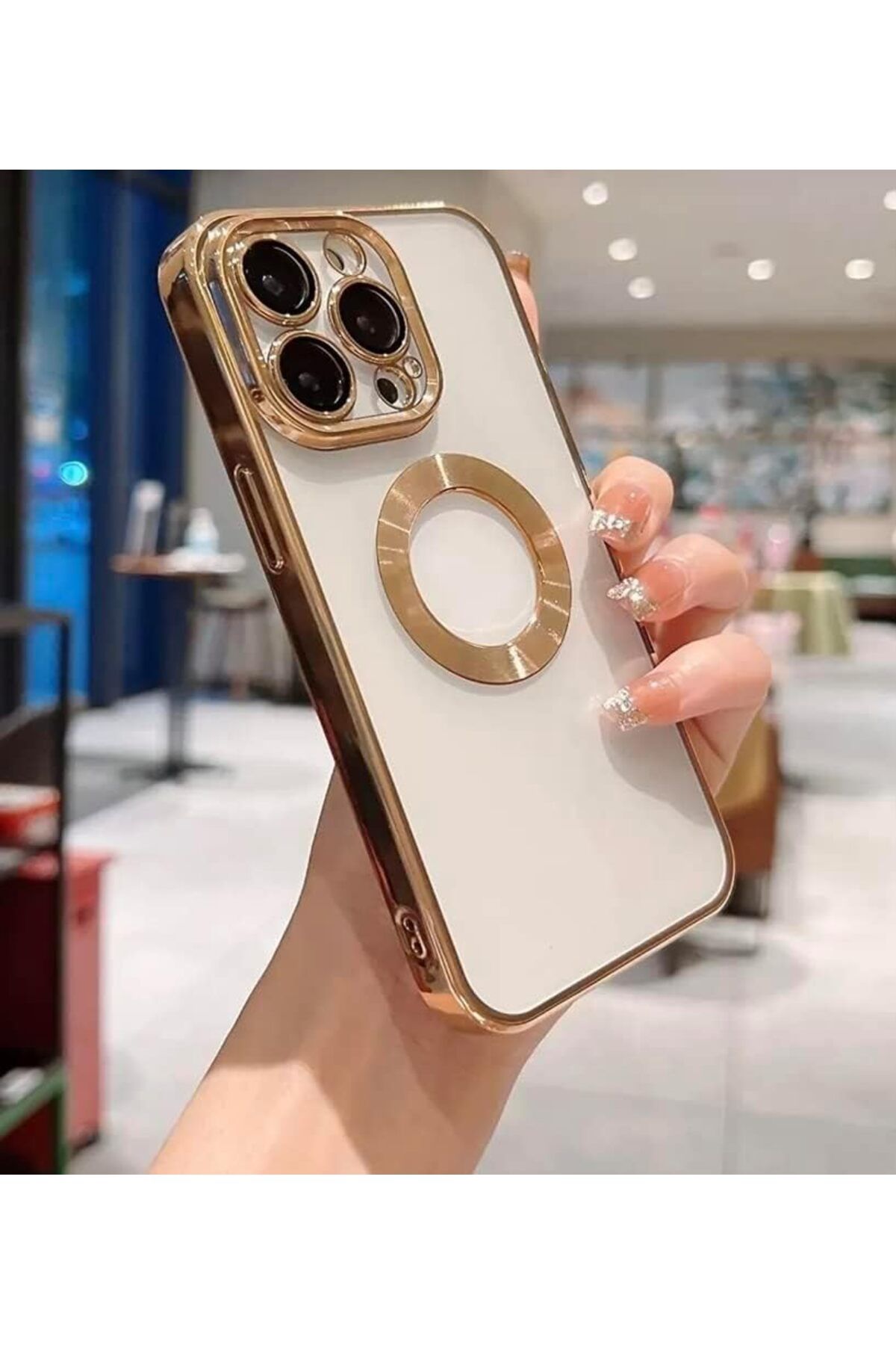 STOREMAX Erhnshp aks iPhone 14 pro uyumlu lens korumalı lazer kılıf gold rnbuyshop 995340