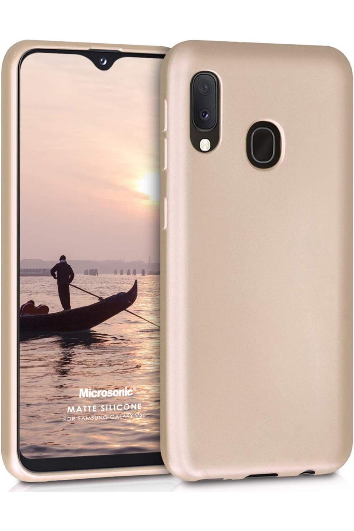 STOREMAX lbstorex Matte Silicone Galaxy M20 için Kılıf Gold [Galaxy M20 ile Uyumlu Kılıf - Gold] Newdsn