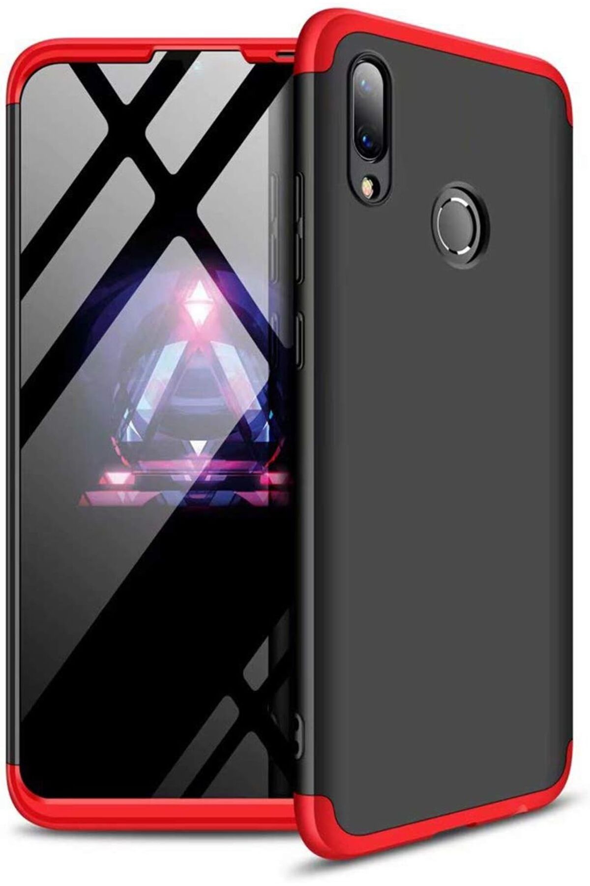 STOREMAX dlshop P Smart 2019 için Kılıf Double Dip 360 Protective Siyah Kırmızı [P Smart 2019 ile Uyuml