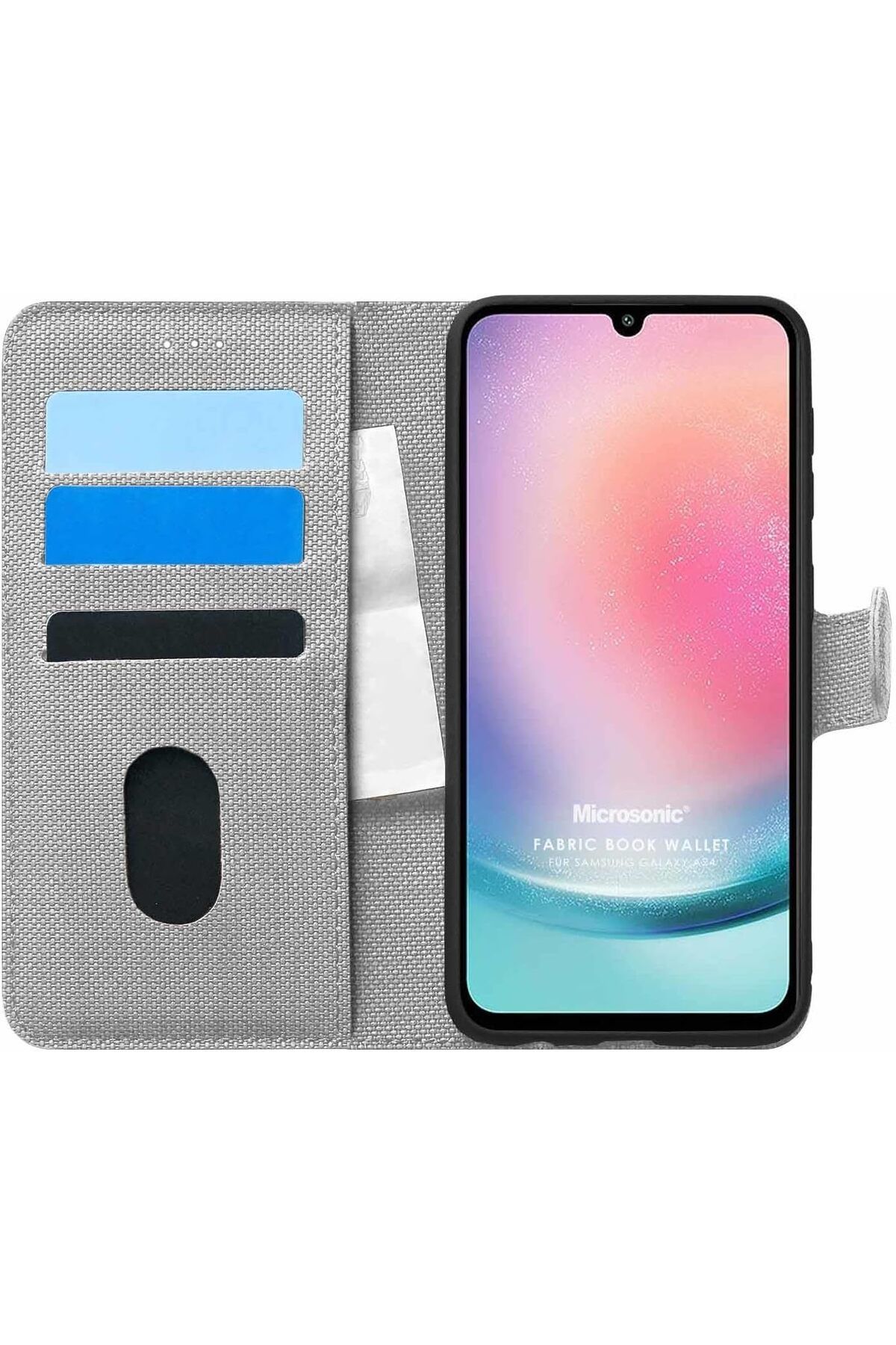 STOREMAX lbstorex Galaxy A24 için Kılıf Fabric Book Wallet Gri [Galaxy A24 ile Uyumlu Kılıf - Gri] Newds