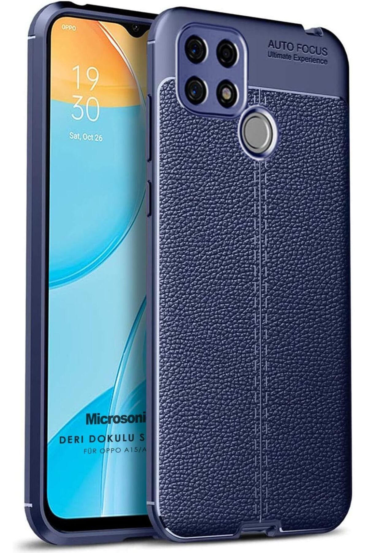 STOREMAX cmllashop Oppo A15s için Kılıf Deri Dokulu Silikon Lacivert [A15s ile Uyumlu Kılıf - Lacivert]
