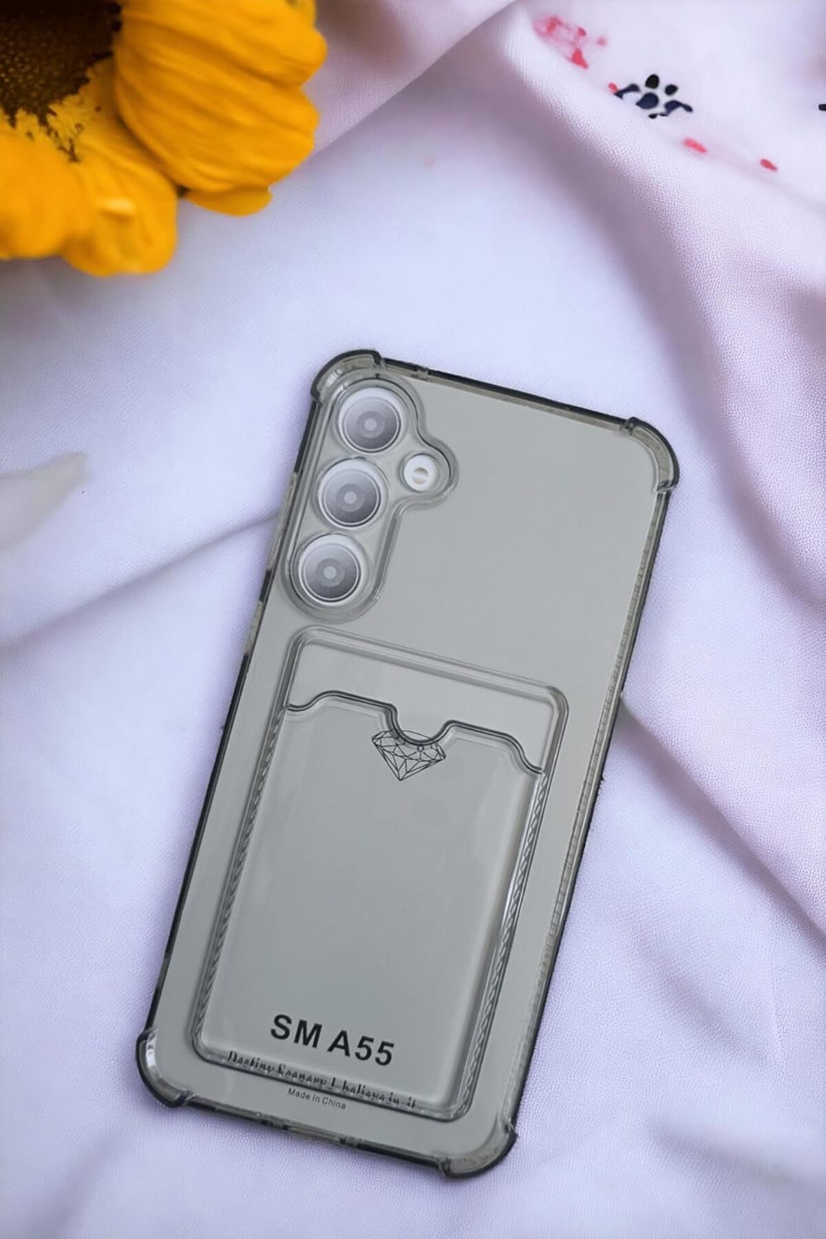 STOREMAX cmllashop Galaxy A55 Kılıf Kartlıklı Köşe Koruma Tasarımlı Renkli Şeffaf G-Kart Kılıf (Si