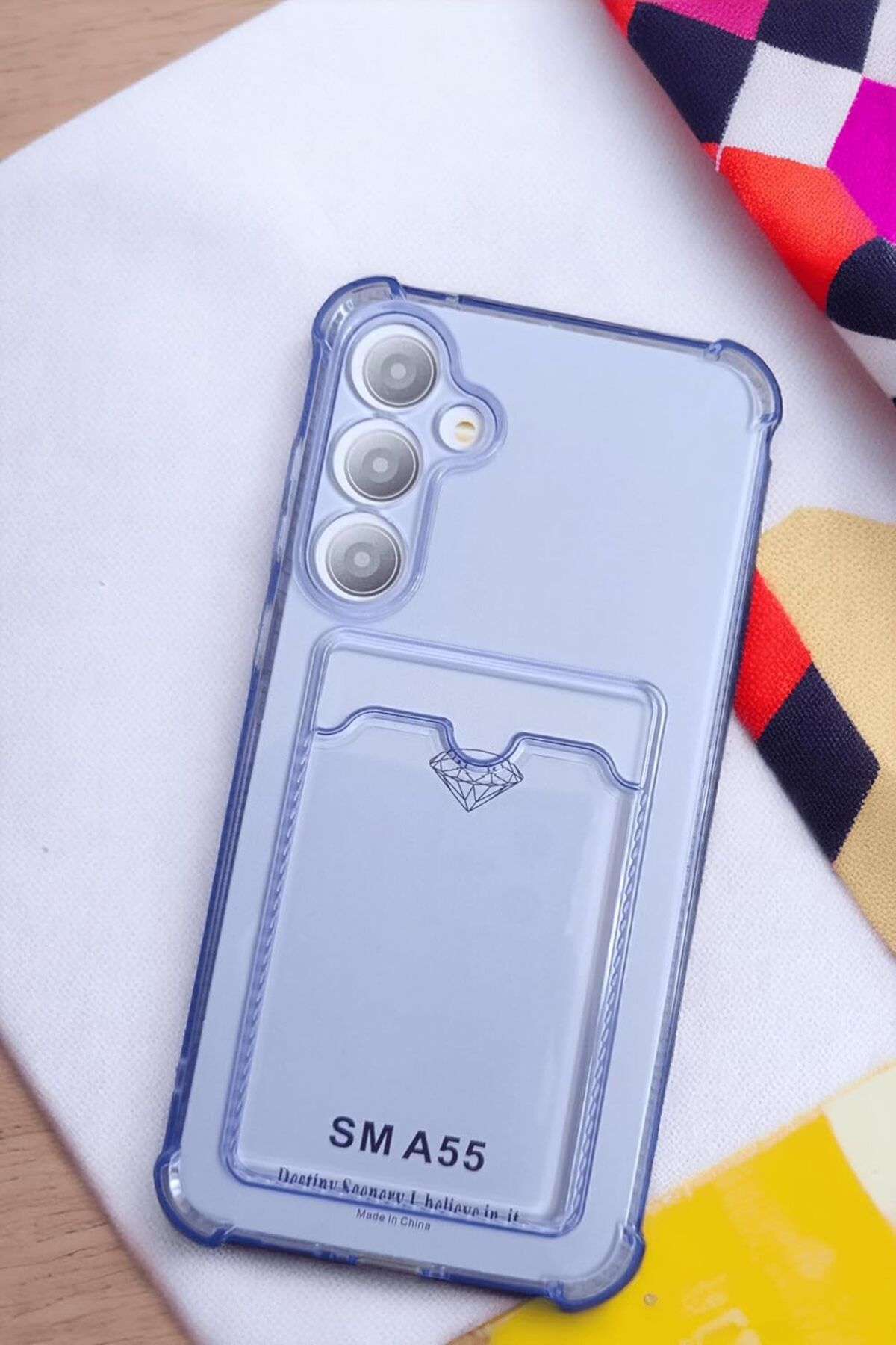 STOREMAX lbstorex Galaxy A55 Kılıf Kartlıklı Köşe Koruma Tasarımlı Renkli Şeffaf G-Kart Kılıf (Lil