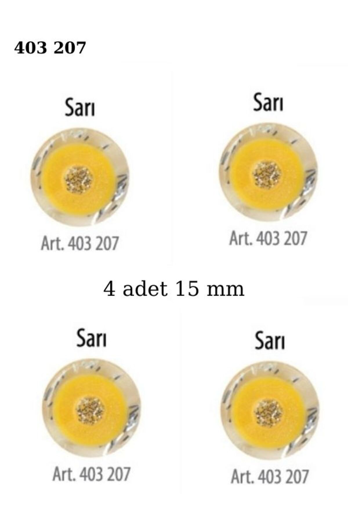 ÖZ-EL AŞ Sarı Renk 4 Adet Simli 15 mm Bebek Düğme, Bebek Kazak, Yelek, Gömlek Düğmesi 403 207