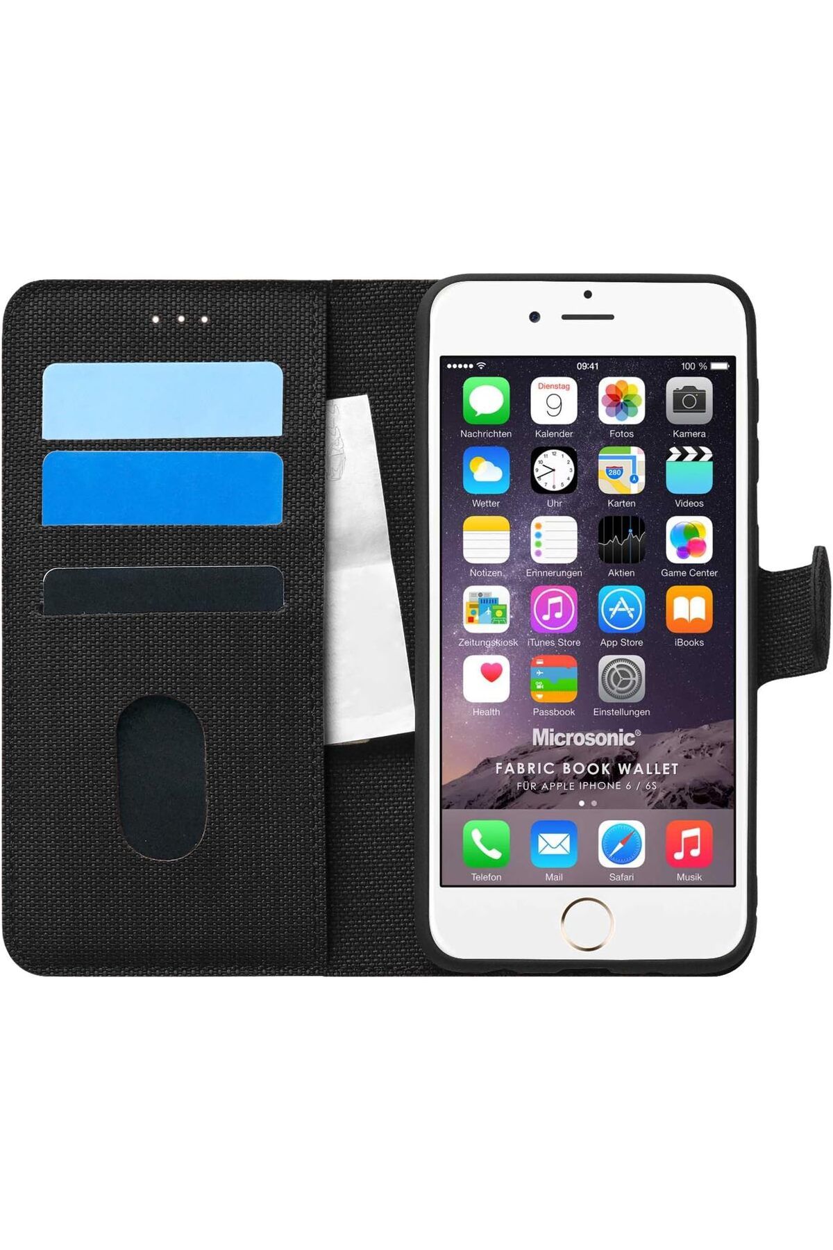 STOREMAX cmllashop iPhone 6S için Kılıf Fabric Book Wallet Siyah [iPhone 6S ile Uyumlu Kılıf - Siyah] 5