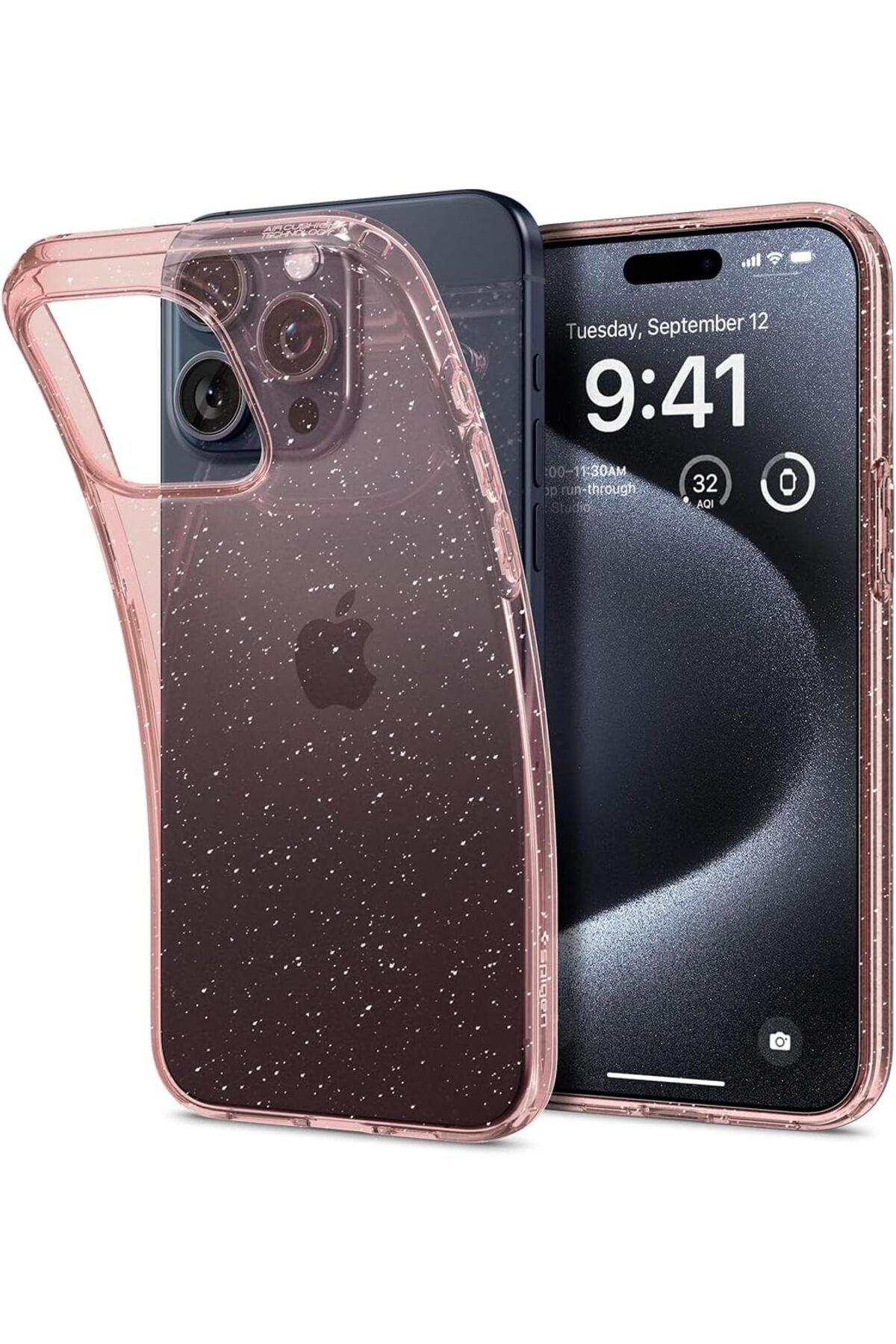 STOREMAX iPhone 15 Pro Kılıf Liquid Crystal Glitter Rose Quartz - ACS06702  1005813