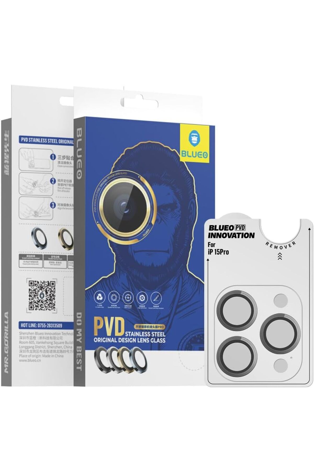 STOREMAX lvnmblya iPhone 13/14 / 15 Serisi Uyumlu PVD Stainless Steel Su ve Toz Geçirmez Lens Koruyucu (Gri,