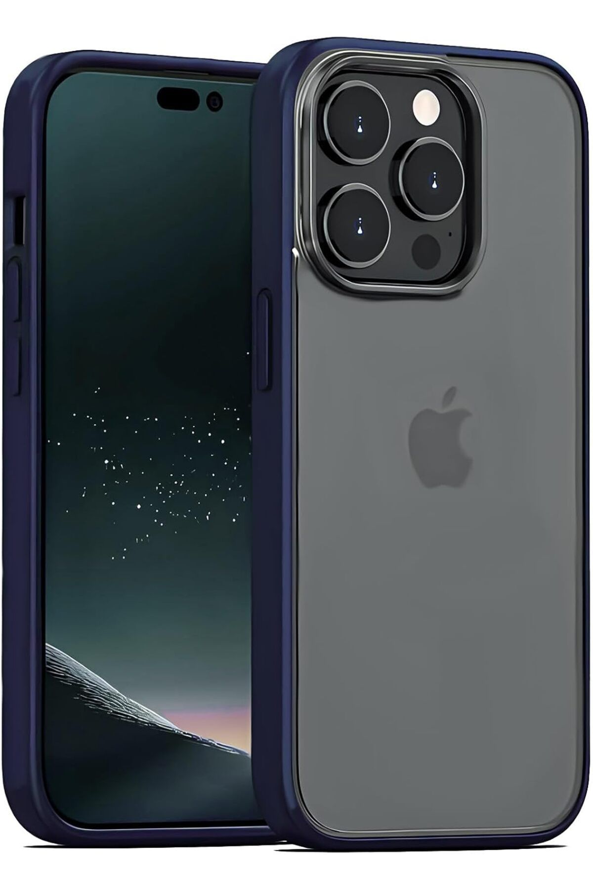 STOREMAX htpshopmx İphone 15 Pro İle Uyumlu View Serisi Arkası Sert Polikarbonat Mat Şeffaf Parmak İzi B