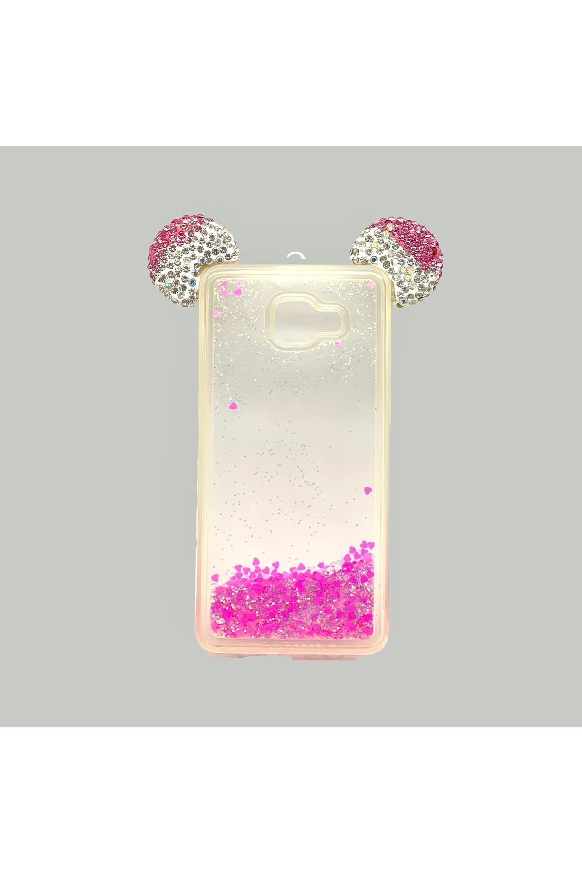 STOREMAX cmllashop Galaxy A7 2016 Uyumlu Sıvılı Taşlı Micky Kulaklı Silikon Kılıf (Pembe) 542093