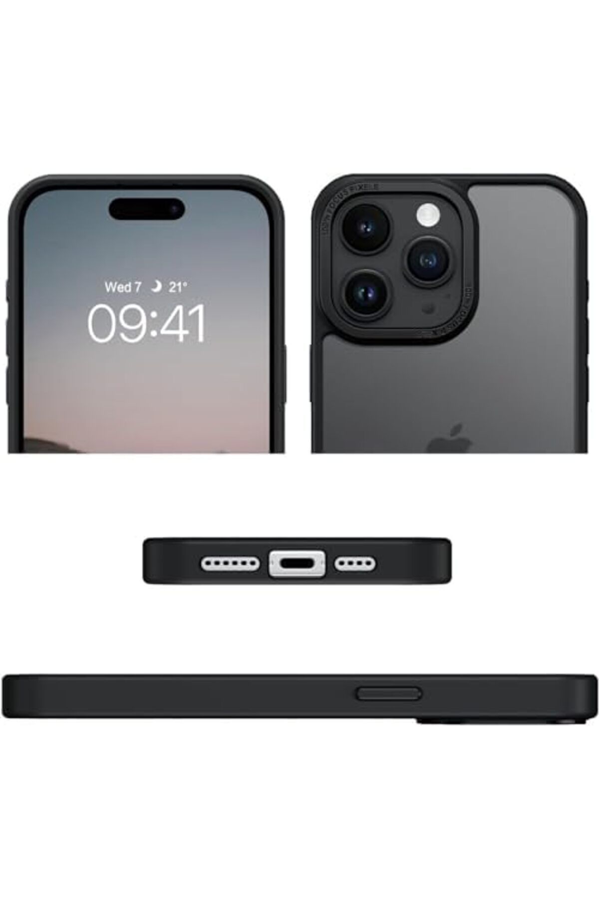 STOREMAX daliashops iphone 15 Pro için Hybrid Matte Serisi Arkası Mat Silikon Kılıf Metal Lens Çerçevel