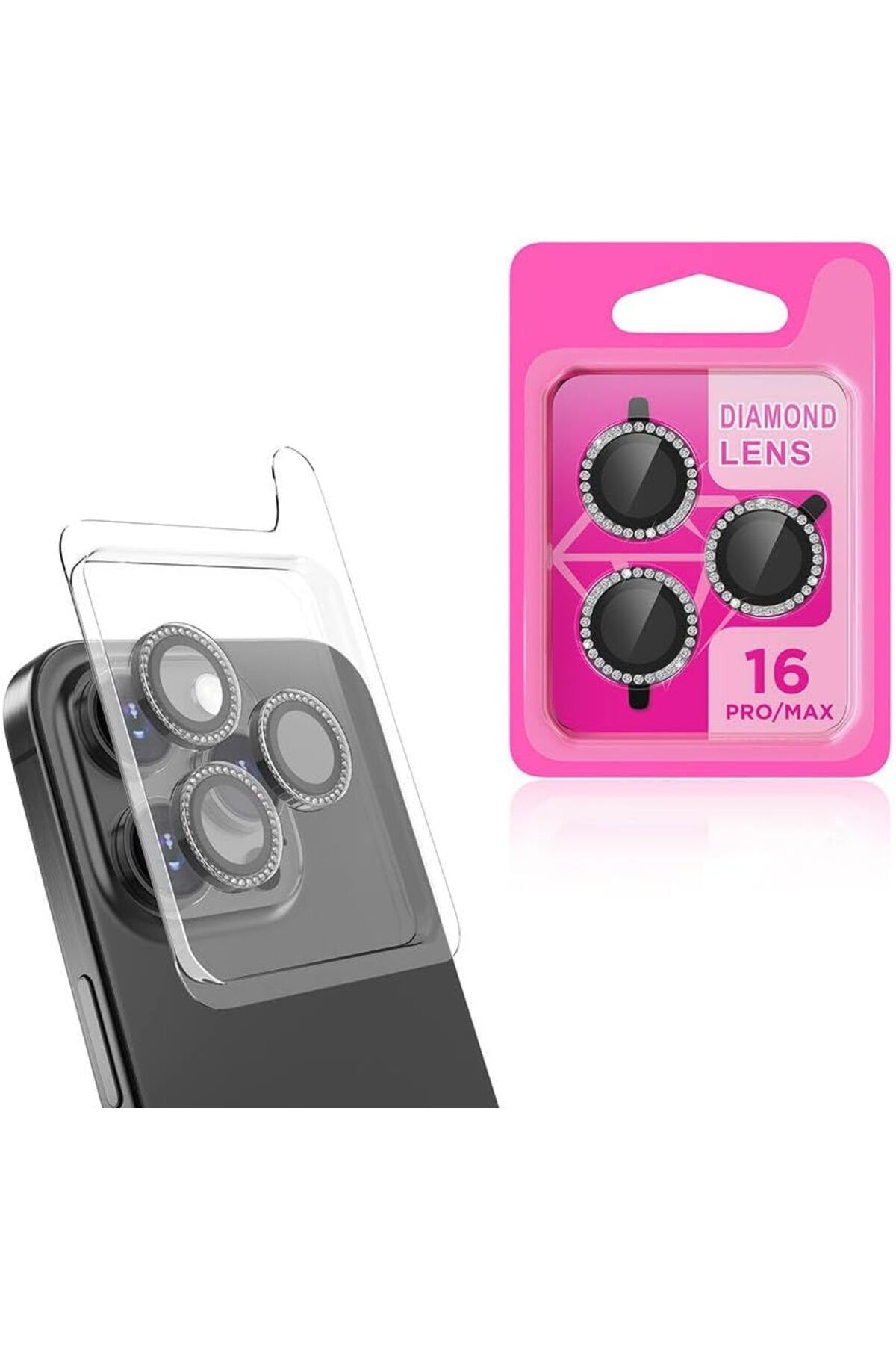 STOREMAX srhtDS İle Uyumlu iPhone 16 Pro iPhone 16 Pro Max CL-06 Kamera Lens Koruyucu Siyah Desing 266450