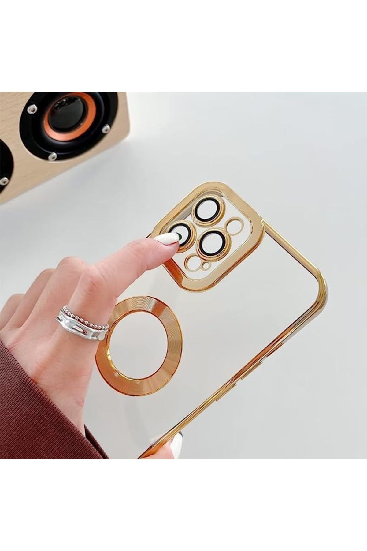 STOREMAX cmllashop aks iPhone 14 pro max uyumlu lens korumalı lazer kılıf gold 542093