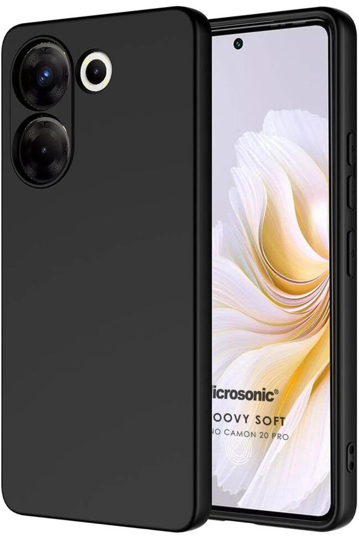 STOREMAX htpshopmx TECNO Camon 20 Pro 5G için Kılıf Groovy Soft Siyah [Camon 20 Pro 5G ile Uyumlu Kılıf
