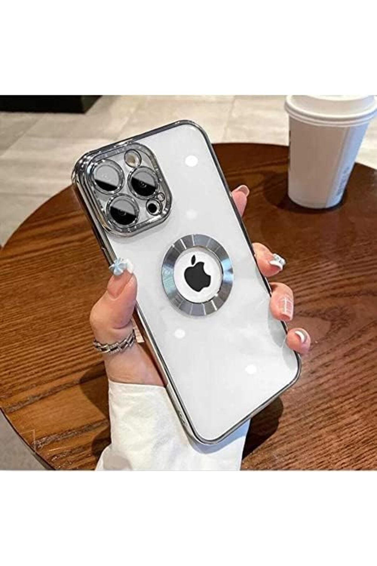 STOREMAX dlshop aks iPhone 13 pro Max uyumlu lens korumalı lazer kılıf gümüş star 990396